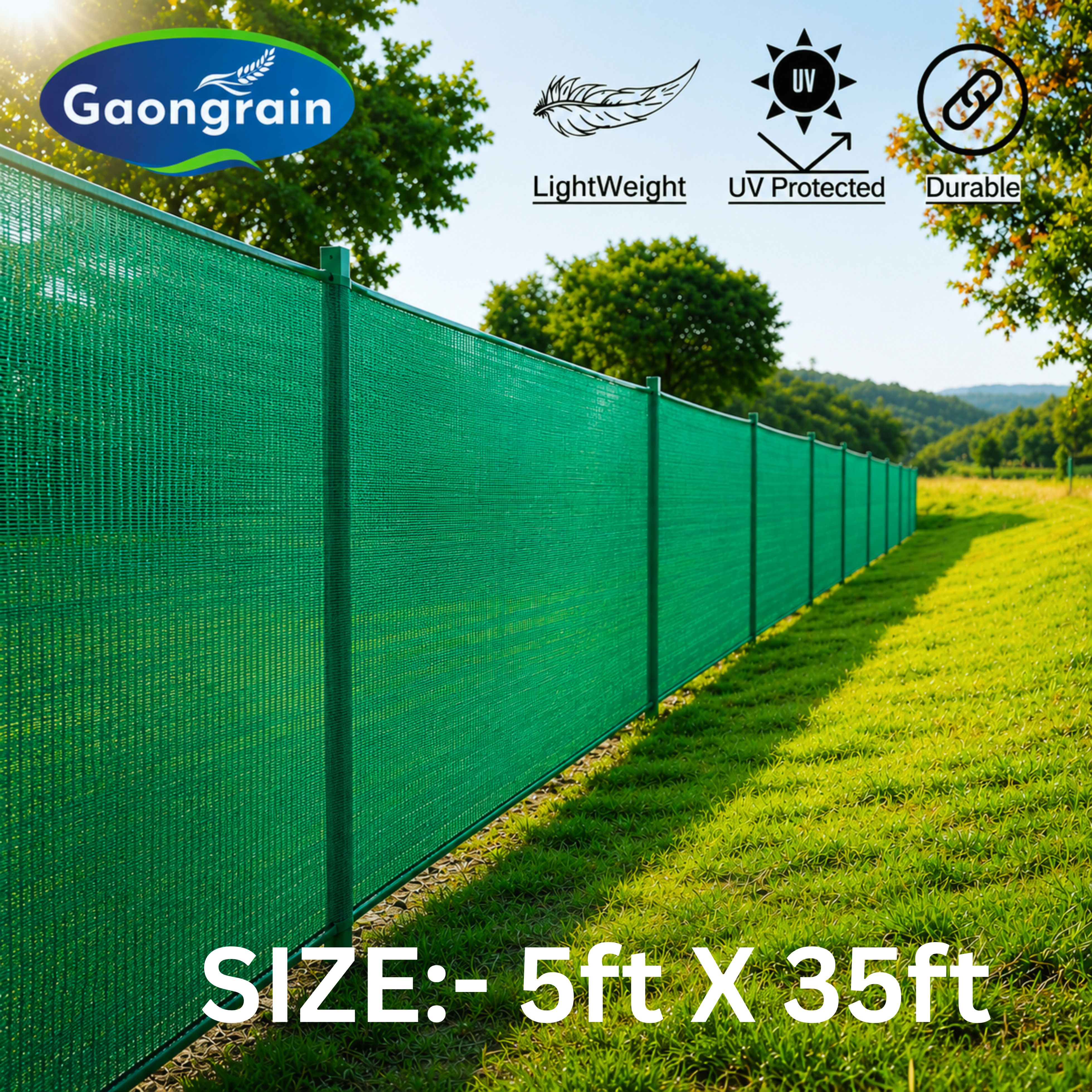 Green Shade Net 5ft x 35ft with Eyelets | UV Stabilized 75% | Garden & Farm Portable Green House-image-42
