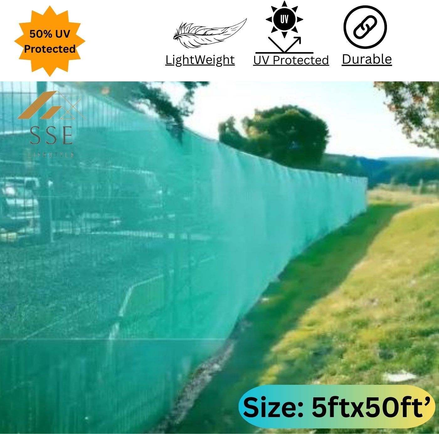 Green net 1.5 meter (5ft)x15 meter (50Ft)50% Green shade for garden plants net Portable Green House-image-12