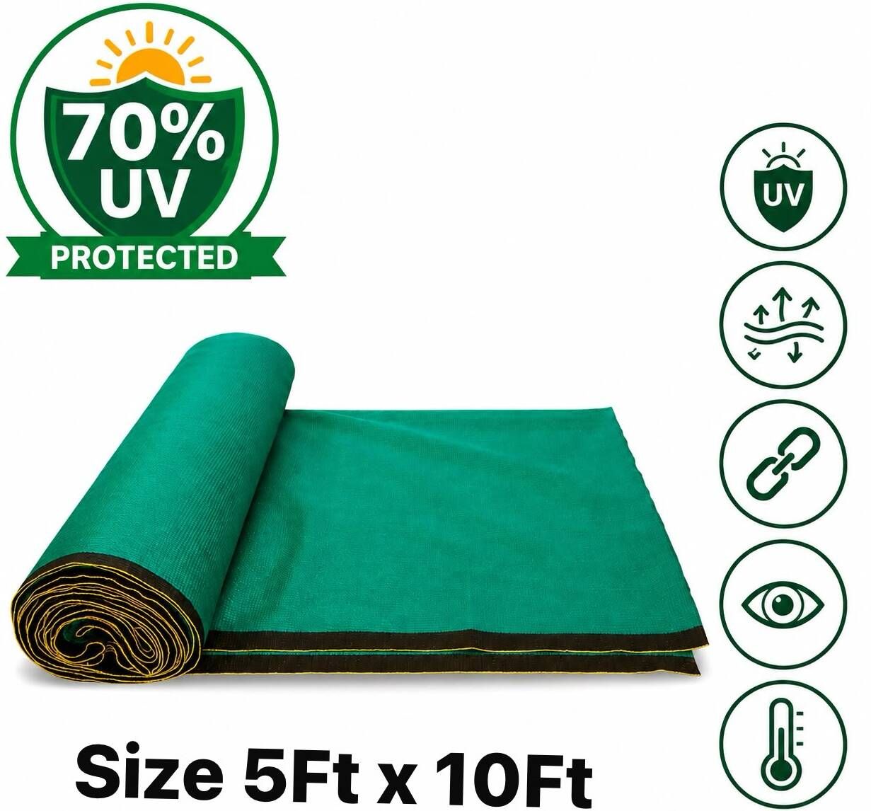Green Shade Net(5ft x 10ft) 70% Sunblock for Garden,Balcony&Outdoor Portable Green House-image-49