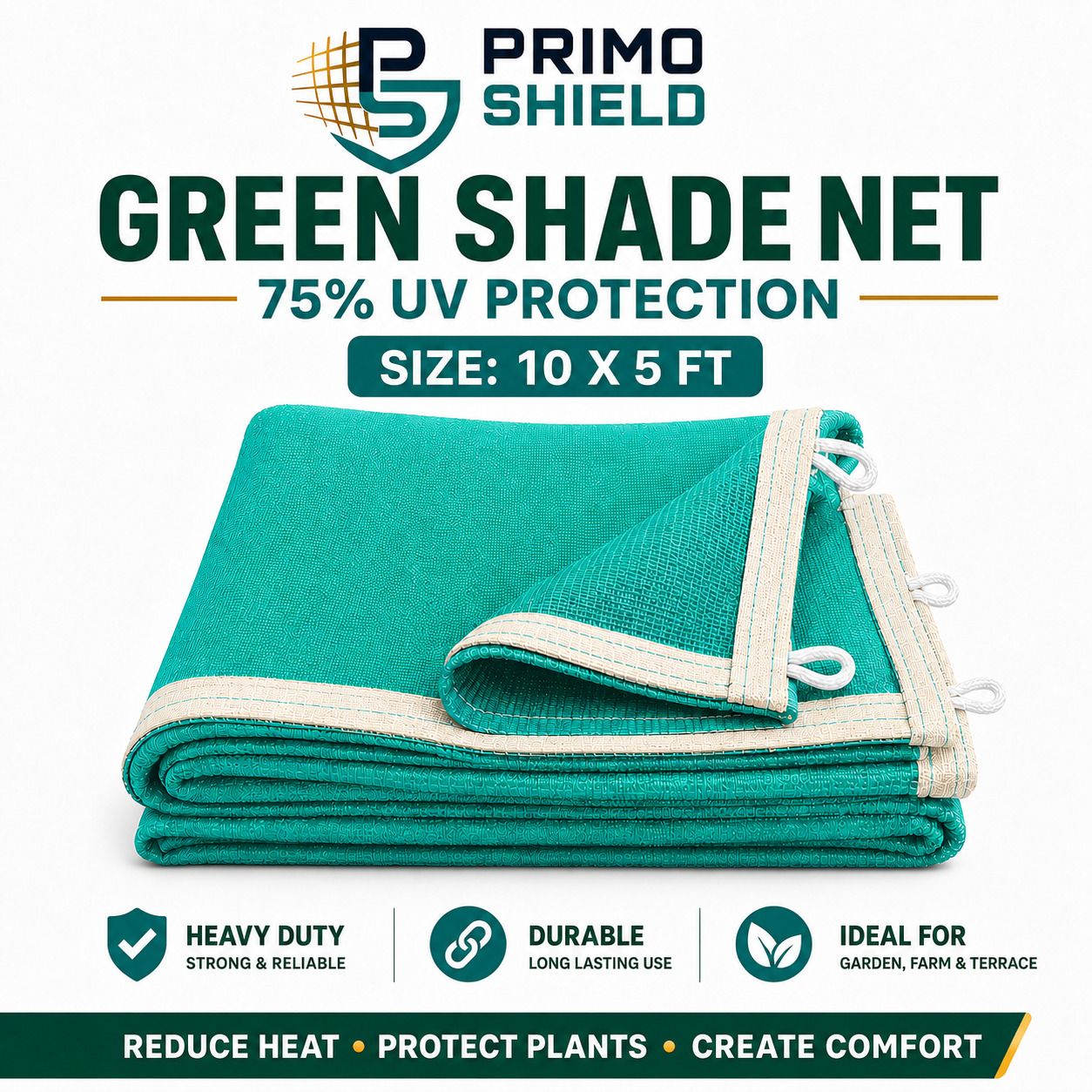Green Shade Net 10x5 Ft, 75% UV Block for Garden, Balcony & Terrace Portable Green House-image-1