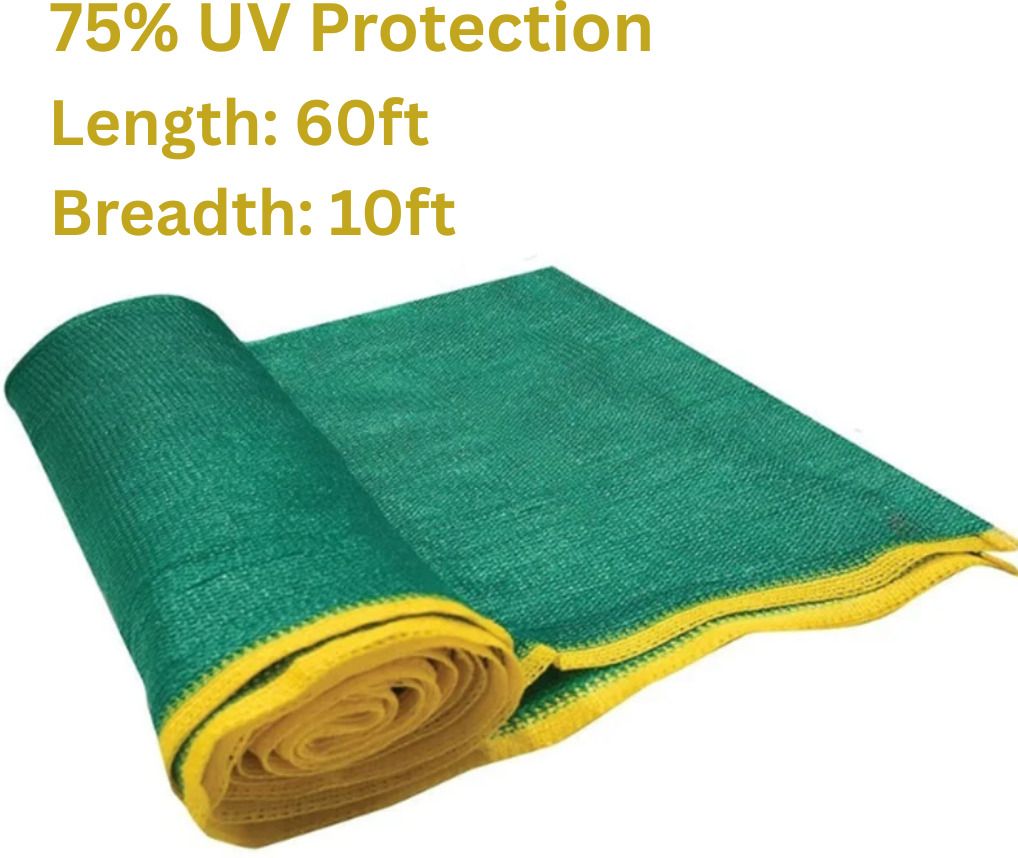 netonic Green Shade Net 75% UV Sun Protected for Terrace, Garden, Balcony 10x60 feet Portable Green House-picture-13