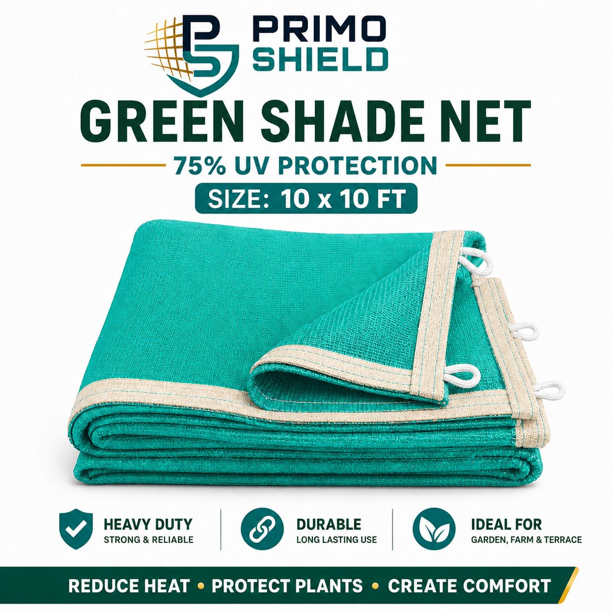 Green Shade Net 10x10 Ft, 75% UV Block for Garden, Balcony & Terrace Portable Green House-image-37