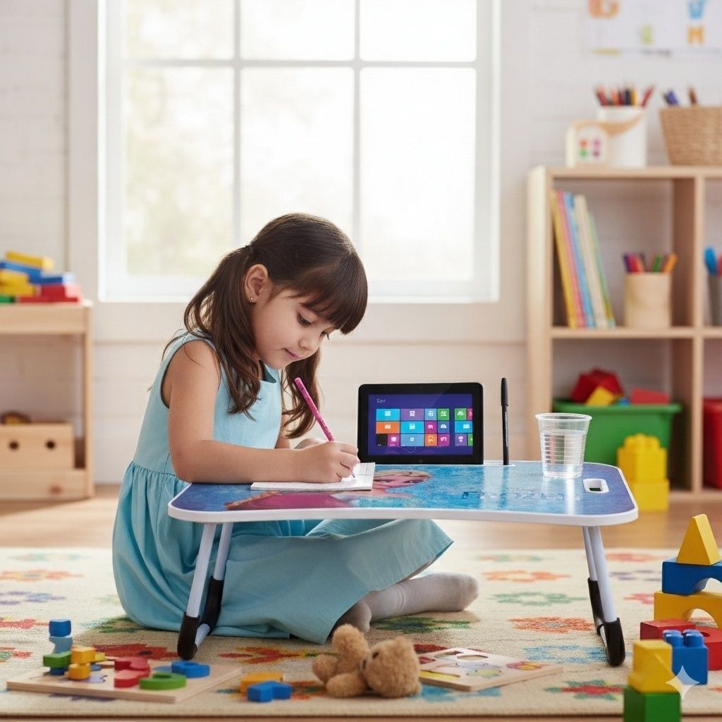 shree hari quality first Portable & Foldable Study Table for Kids | Work from Home Table | Sturdy Design Wood Portable Laptop Table-picture-19
