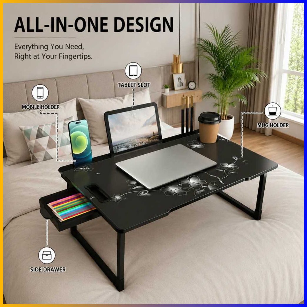 FLAWER COTTED Plastic Study Table Wood Portable Laptop Table-image-38