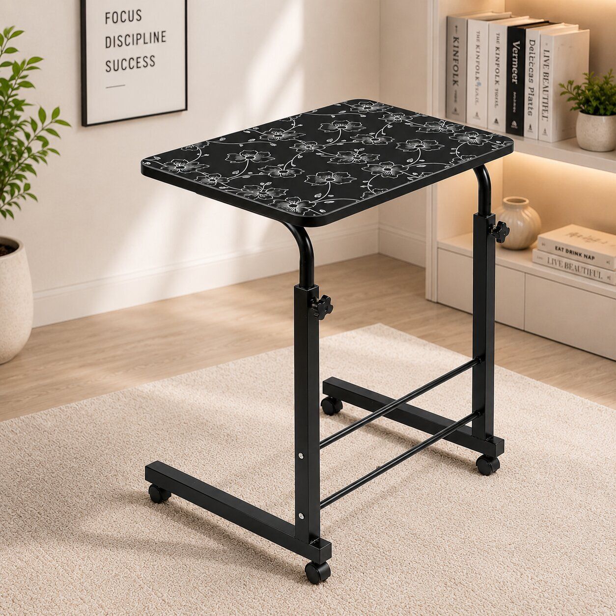 virovia VIROVIA™ Portable Height Adjustable Laptop Study Table with Wheels Wood Portable Laptop Table-picture-31