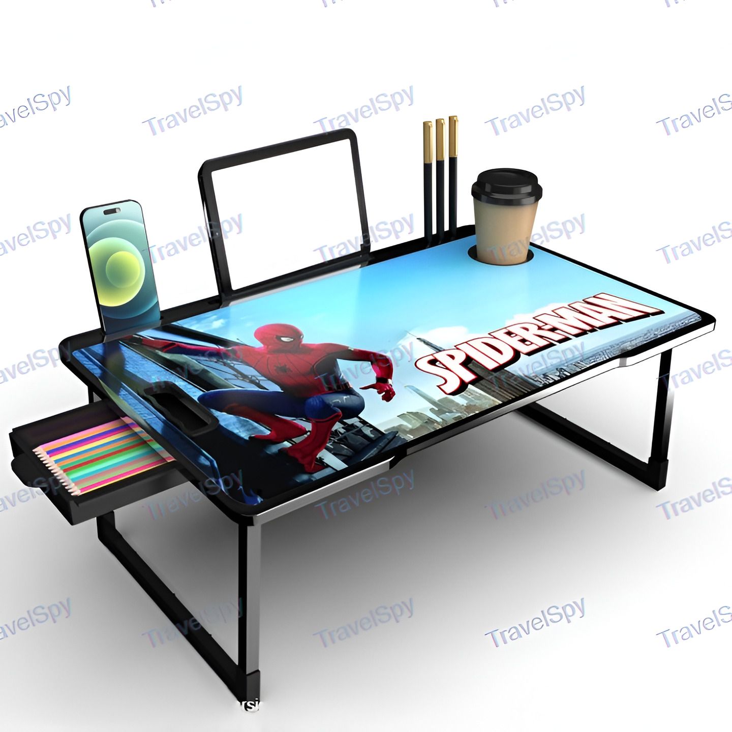 Multipurpose Foldable with Cup Holder, Study , Bed Wood Portable Laptop Table-image-35