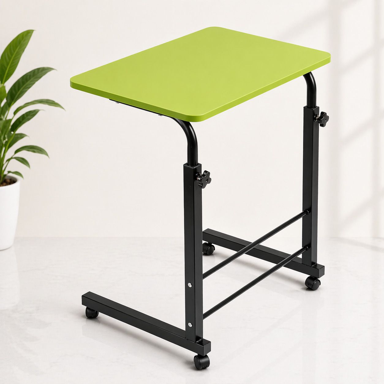 Virovia Exclusive HEIGHT ADJUSTABLE Table With Wheels, for Work from home,Office Metal Portable Laptop Table-picture-27