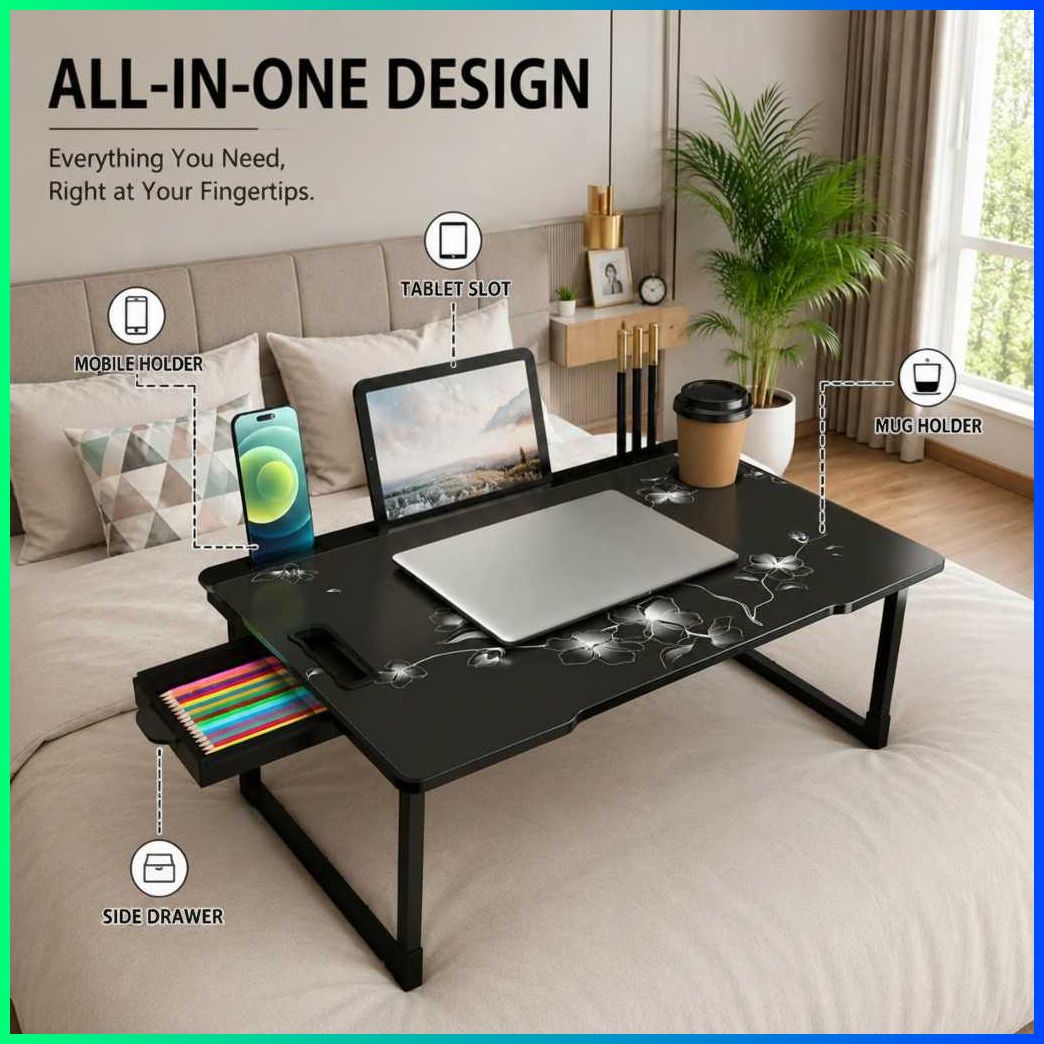 FLAWER COTTED Plastic Study Table Wood Portable Laptop Table-image-25