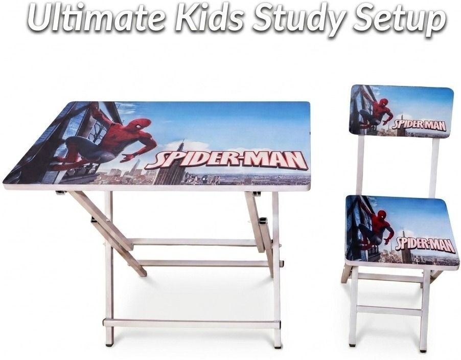 rite Spider-Man Kids Study Table and Chair Set Foldable Metal Frame Learning Desk Wood Portable Laptop Table-picture-24