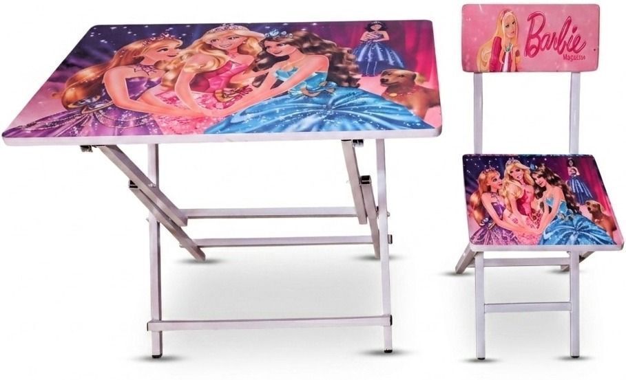Princess Kids Study Table and Chair Set Foldable Metal Frame Learning Desk Wood Portable Laptop Table-image-20