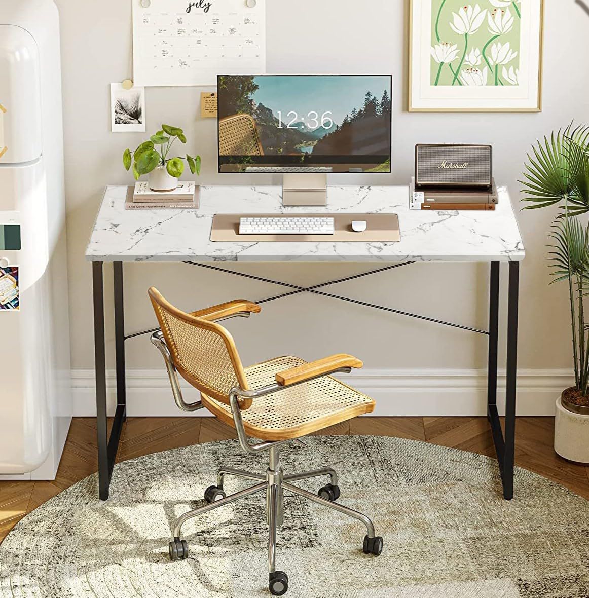 Wood Laminated Study Table, Computer Table for Home,Office Table, Desktop Metal Portable Laptop Table-image-9