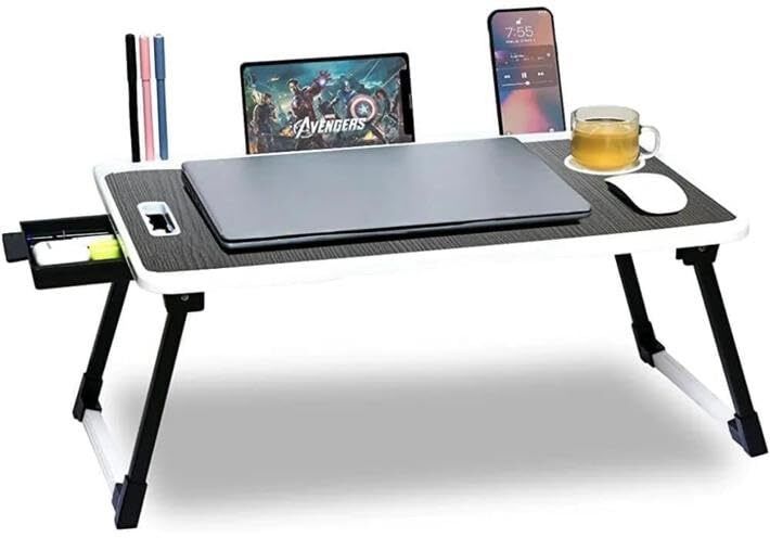 US COTTED (WHITE) BLACK LINE TABLE Wood Portable Laptop Table-image-7