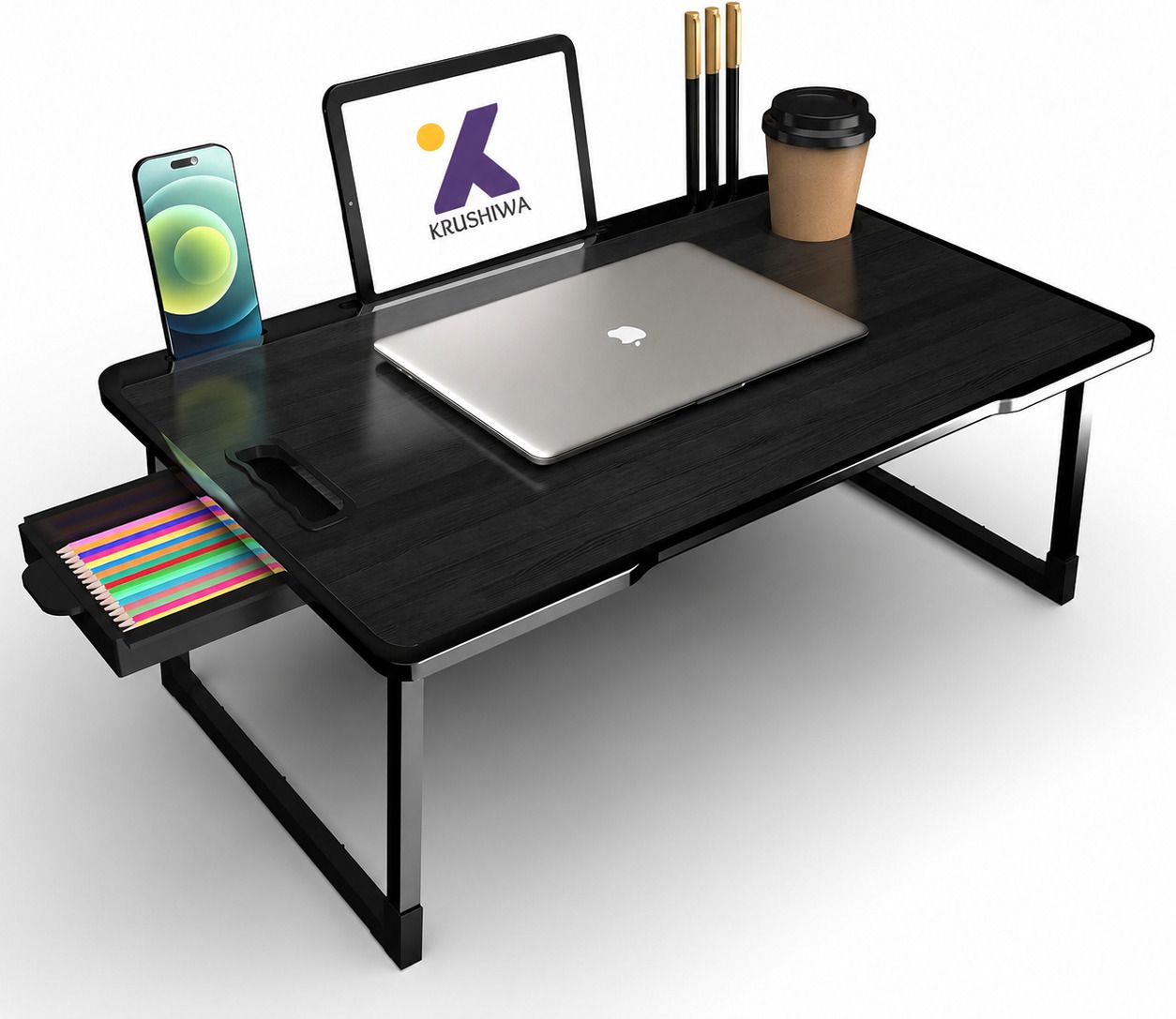 Portable Engineered Wood Bed Study Desk for Work from Home, Reading & Gaming Wood Portable Laptop Table-image-41