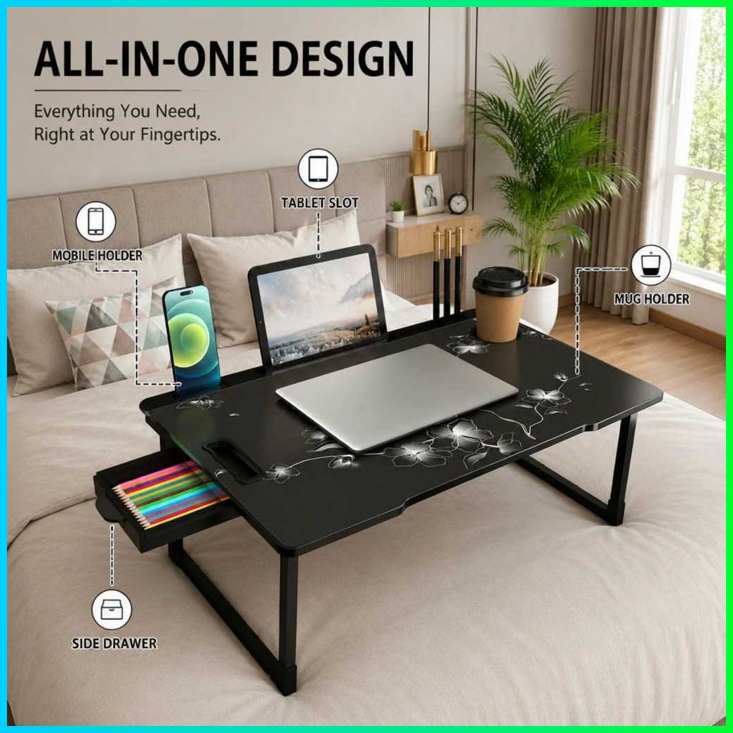 FLAWER COTTED Plastic Study Table Wood Portable Laptop Table-image-34