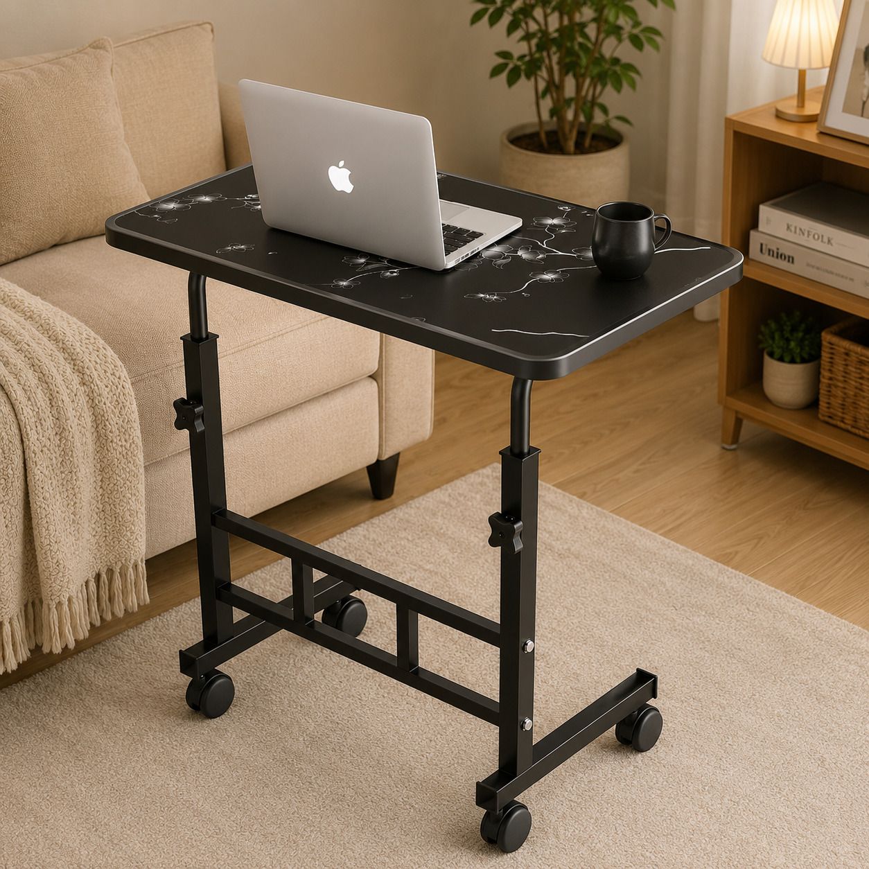 lixah Portable Adjustable Laptop Table Rolling Computer Desk for Home Study Wood Portable Laptop Table-picture-46