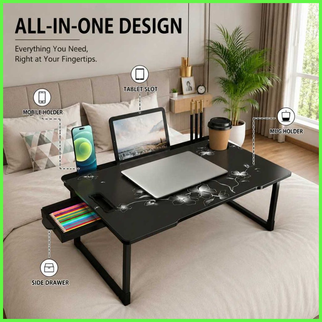 FLAWER COTTED Plastic Study Table Wood Portable Laptop Table-image-33