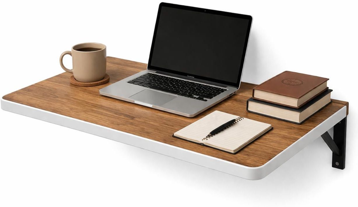 dumos Foldable Wall Desk for Home|Heavy Duty Study Table with Locking Brackets 16x24 Wood Portable Laptop Table-picture-43