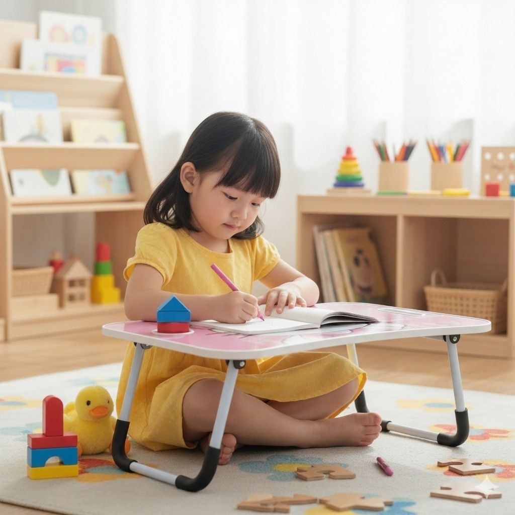 shree hari quality first Portable & Foldable Study Table for Kids | Work from Home Table | Sturdy Design Wood Portable Laptop Table-picture-27