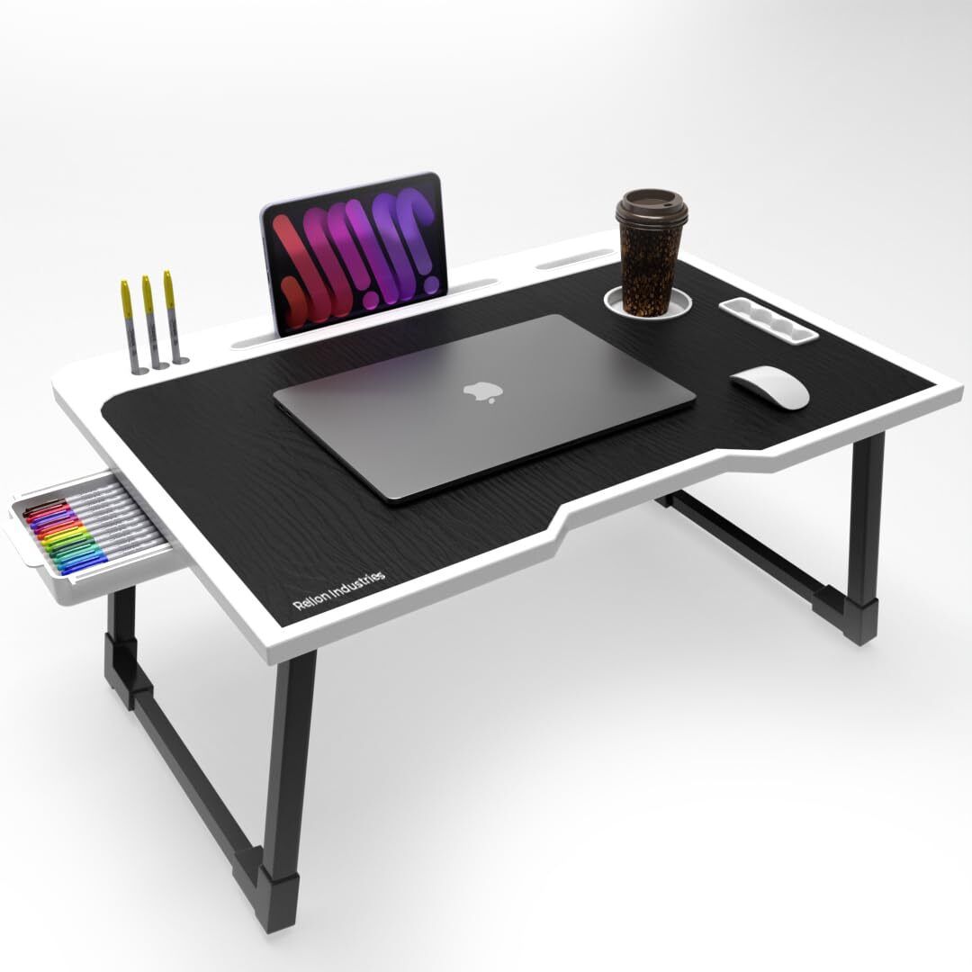 makd US COTTED (WHITE) BLACK LINE TABLE Wood Portable Laptop Table-picture-29