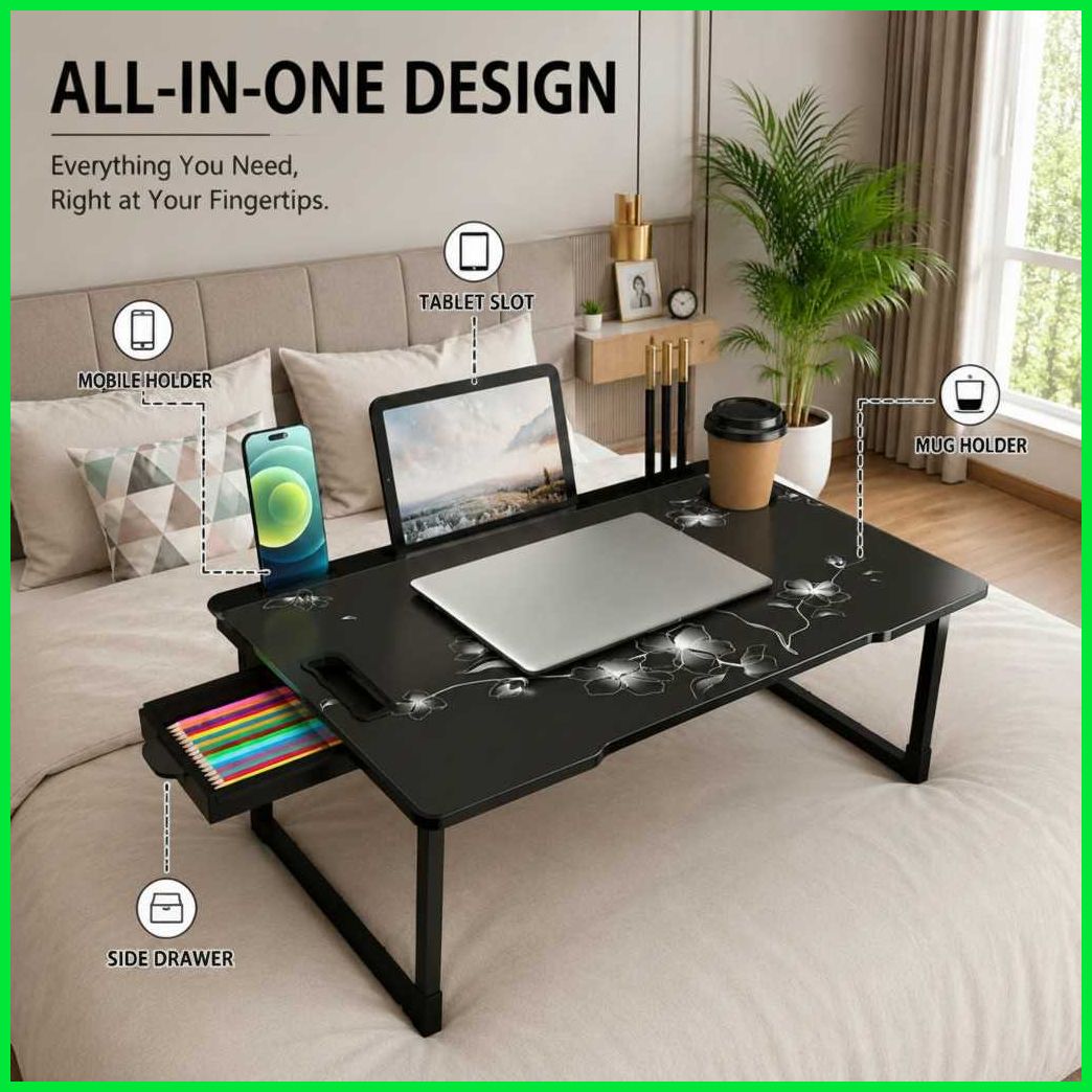 pipasa FLAWER COTTED Plastic Study Table Wood Portable Laptop Table-picture-43