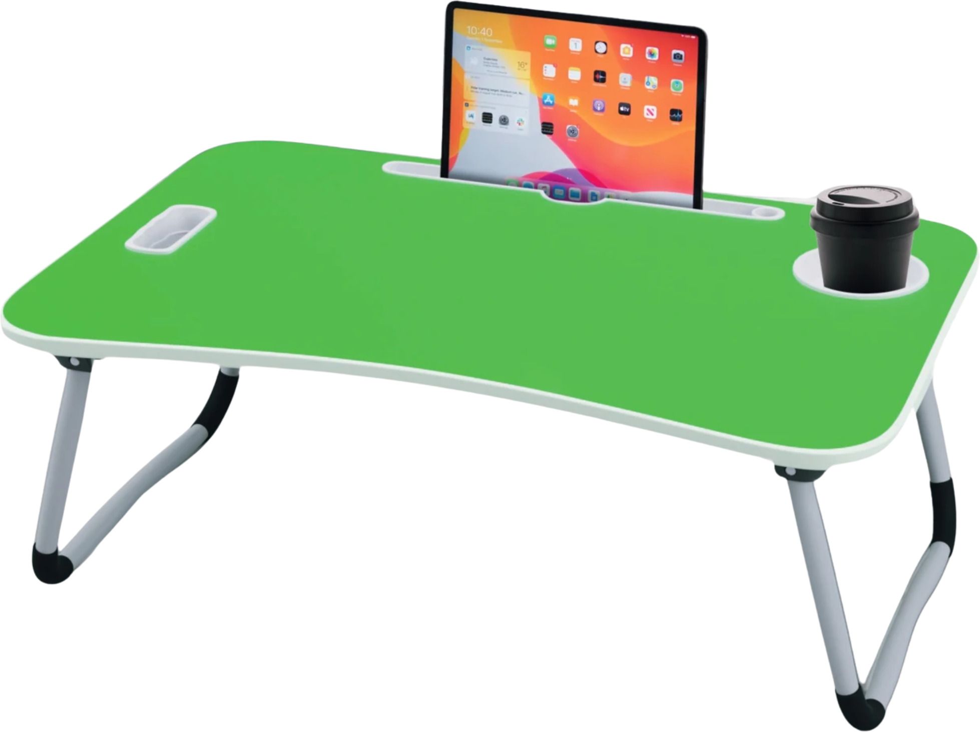nisans Foldable Laptop Table for Bed with Tablet Slot, Cup Holder & Carry Handle Wood Portable Laptop Table-picture-13