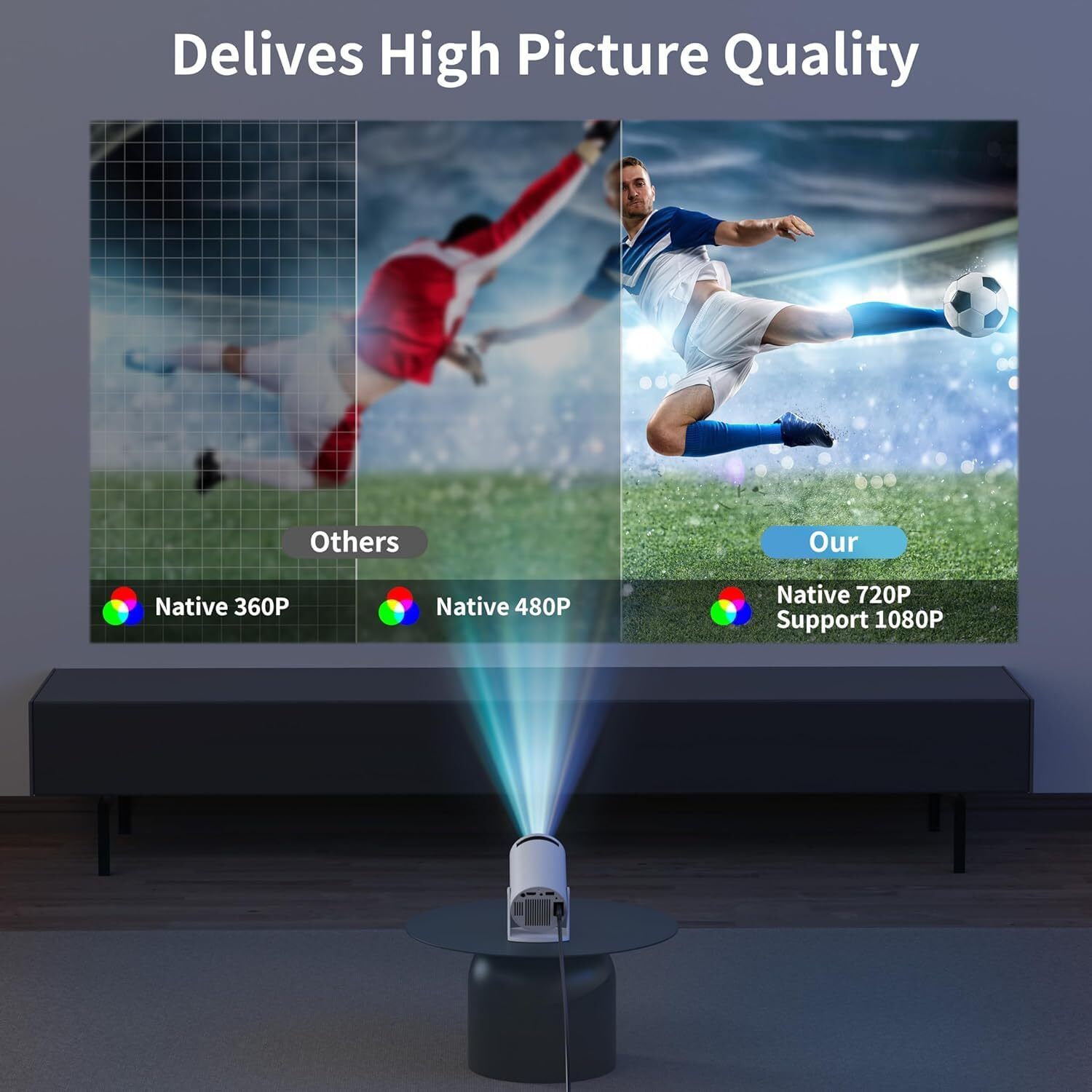 TECHEL Best 4K 1080P Android Projector Support, Portable Projector with 5G LID10 Projector Screen (Width 115.5 cm x 44.5 cm Height)-image-49