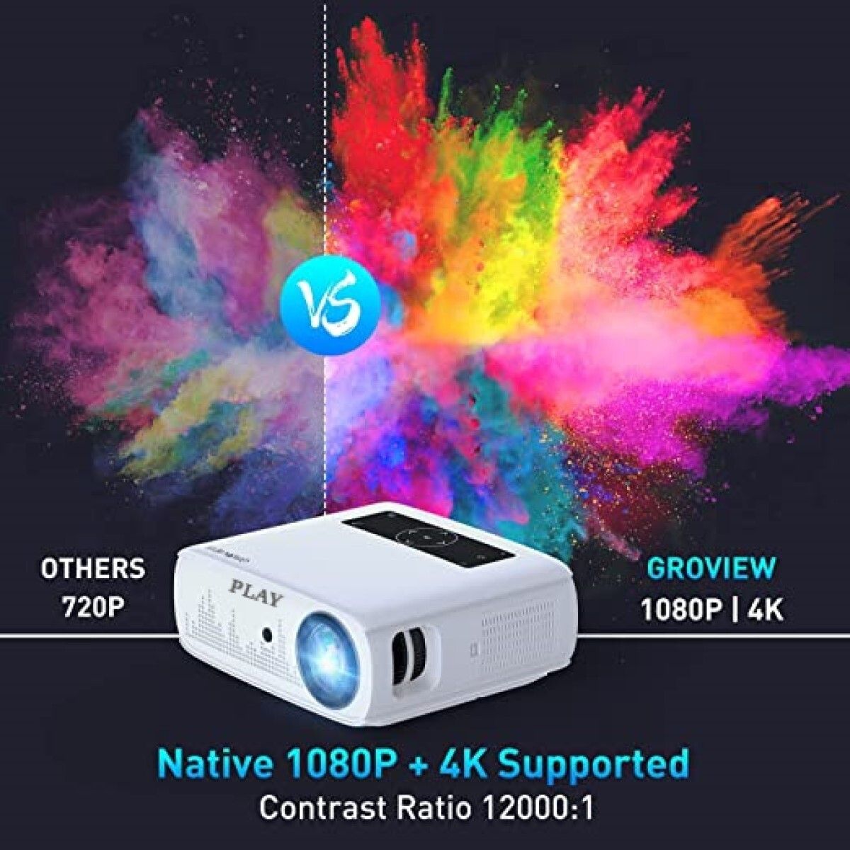 PLAY PLAY Quad core Android 9.0 WiFi Smart 1080P 3D Full HD LCD LED 5600 lm Full hd Home theater Portable Projector 6500 lm LED Corded Mobiles Portable Projector-picture-22