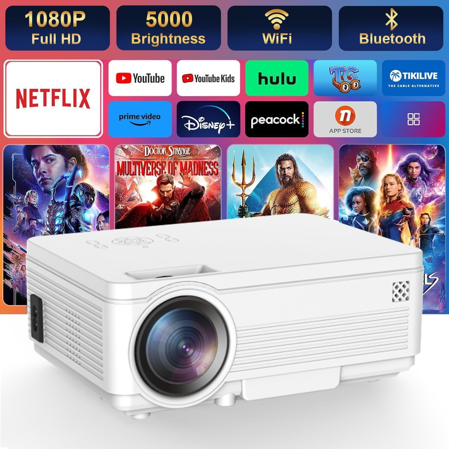IBS WIFI Mini Projector ,1080P HD Portable Projector with 4600 Lux and 200" Screen, Compatible with Android/iOS/HDMI/USB/SD/VGA Portable Projector, Projector with Synchronize Smartphone Screen (5000 lm) Portable Projector-picture-11