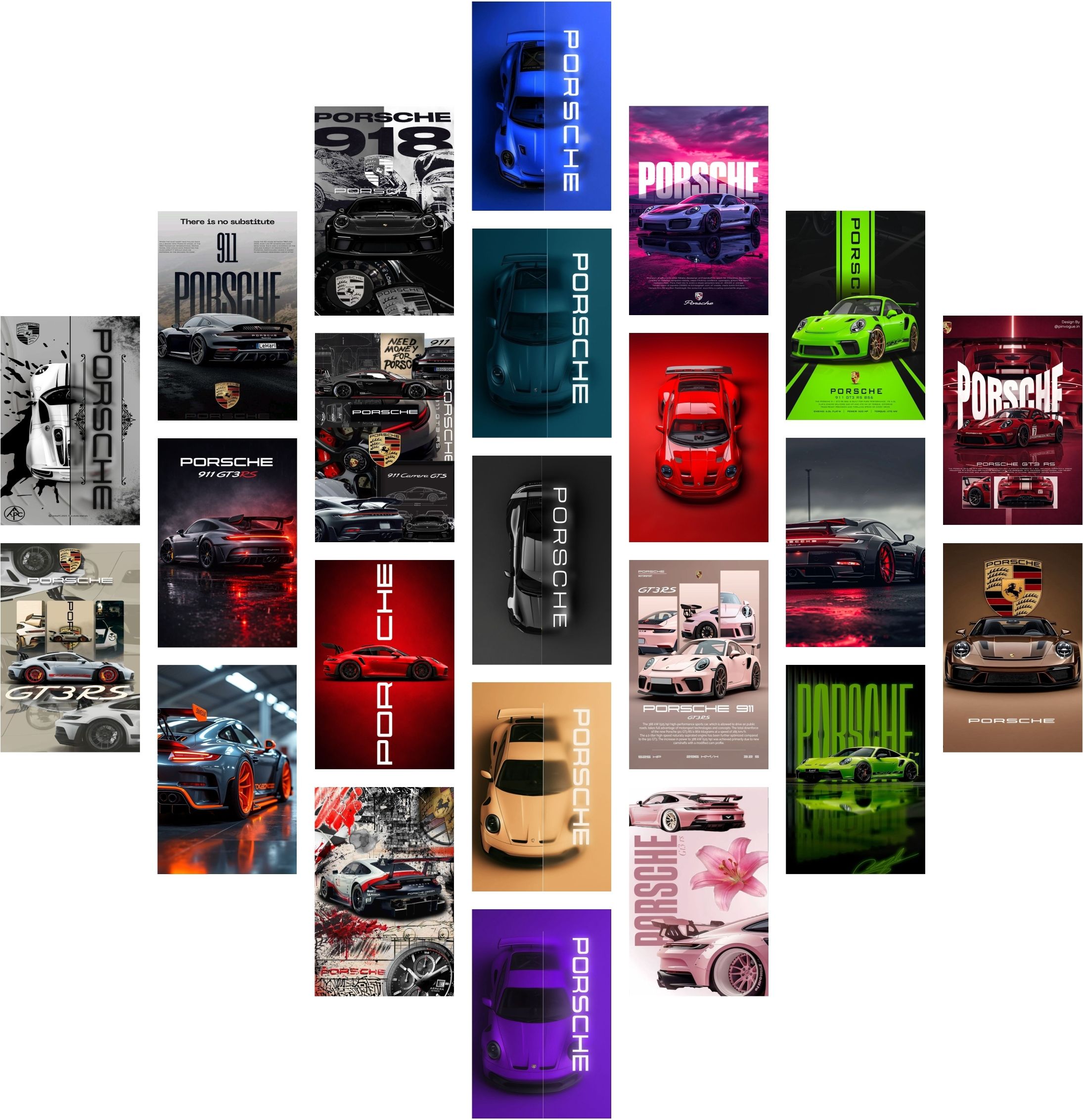 sr enterprise Pack of 23 Porsch car Wall Collage Kit Posters | Posters for Wall Decoration | Wall Art For Bedroom, Office, Living room, (6 inch X 4 inch) Vinyl-picture-23