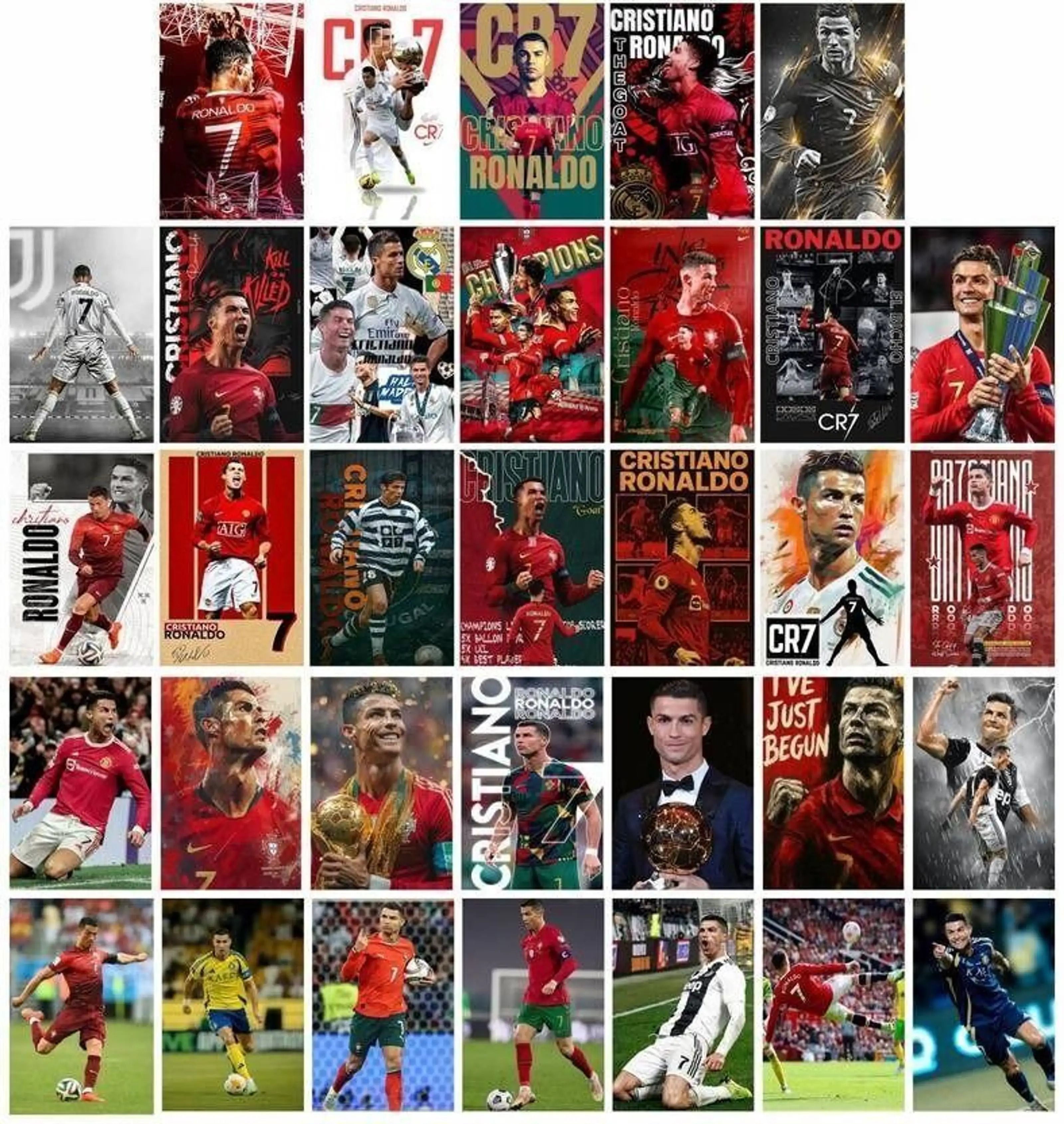 Pack of 33 Ronaldo Wall Posters | Football Legend Cristiano Ronaldo Poster Collection for Bedroom, Living Room, Gym & Office Decor | Includes Mounting Tape Fine Art Print-image-20
