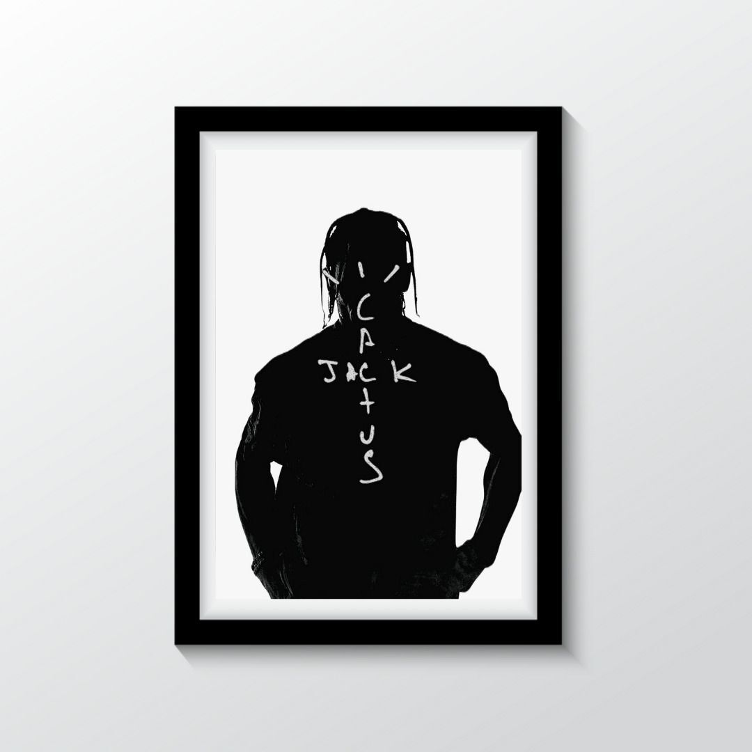 Cactus Jack - Travis Scott Iconic Black Framed Poster, 8x12 Inches, Perfect for Hip-Hop Fans and Music Enthusiasts Paper Print-image-10