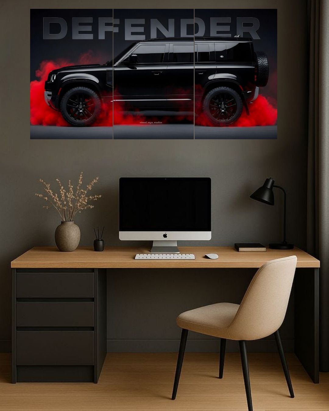 Land Rover Defender Red Smoke Poster Set of 3 (A4) | Car Wall Art Photographic Paper-image-41
