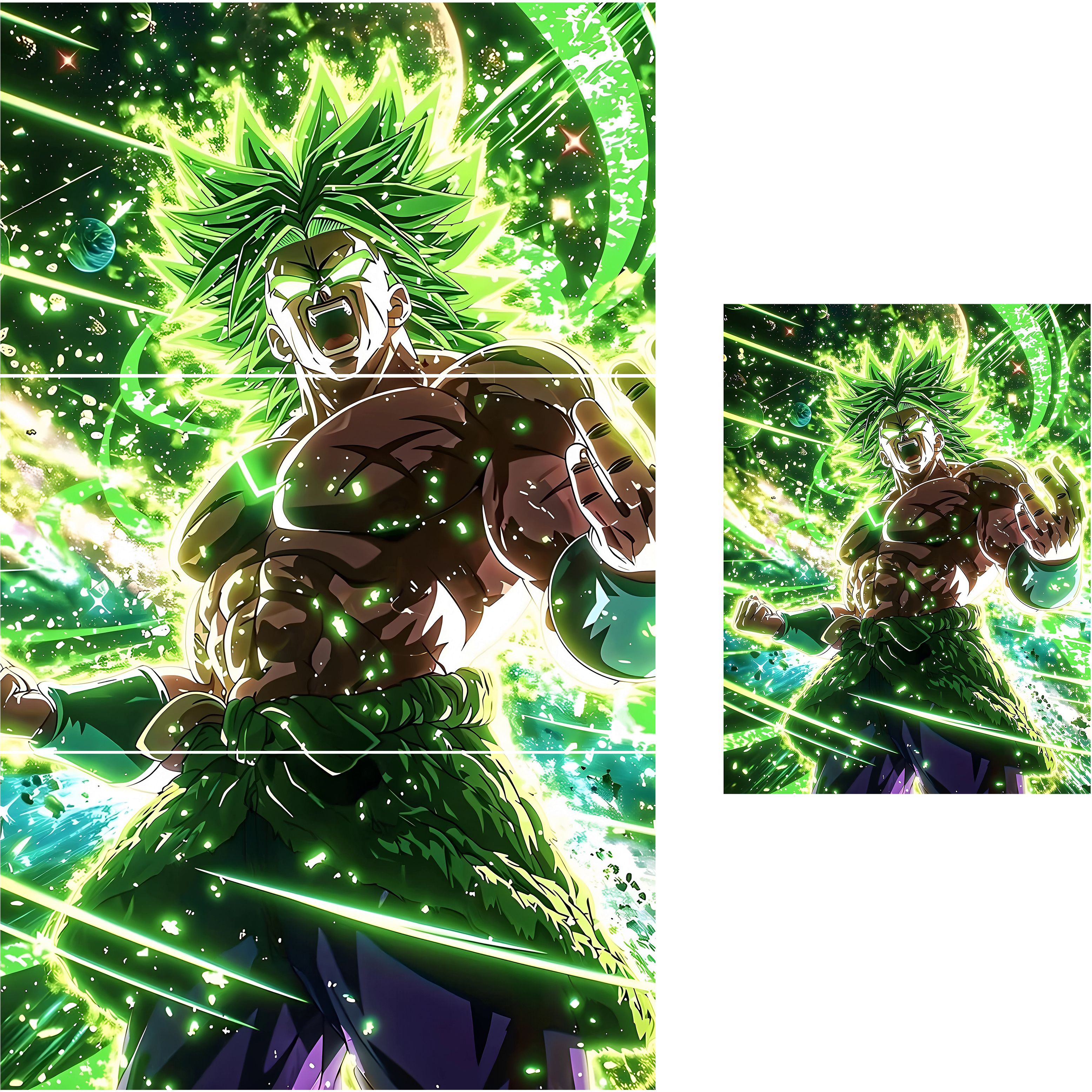 Dragon Ball Z Broly Green Aura Powering Up Anime Self Adhesive Poster Wall Decor Fine Art Print-image-2