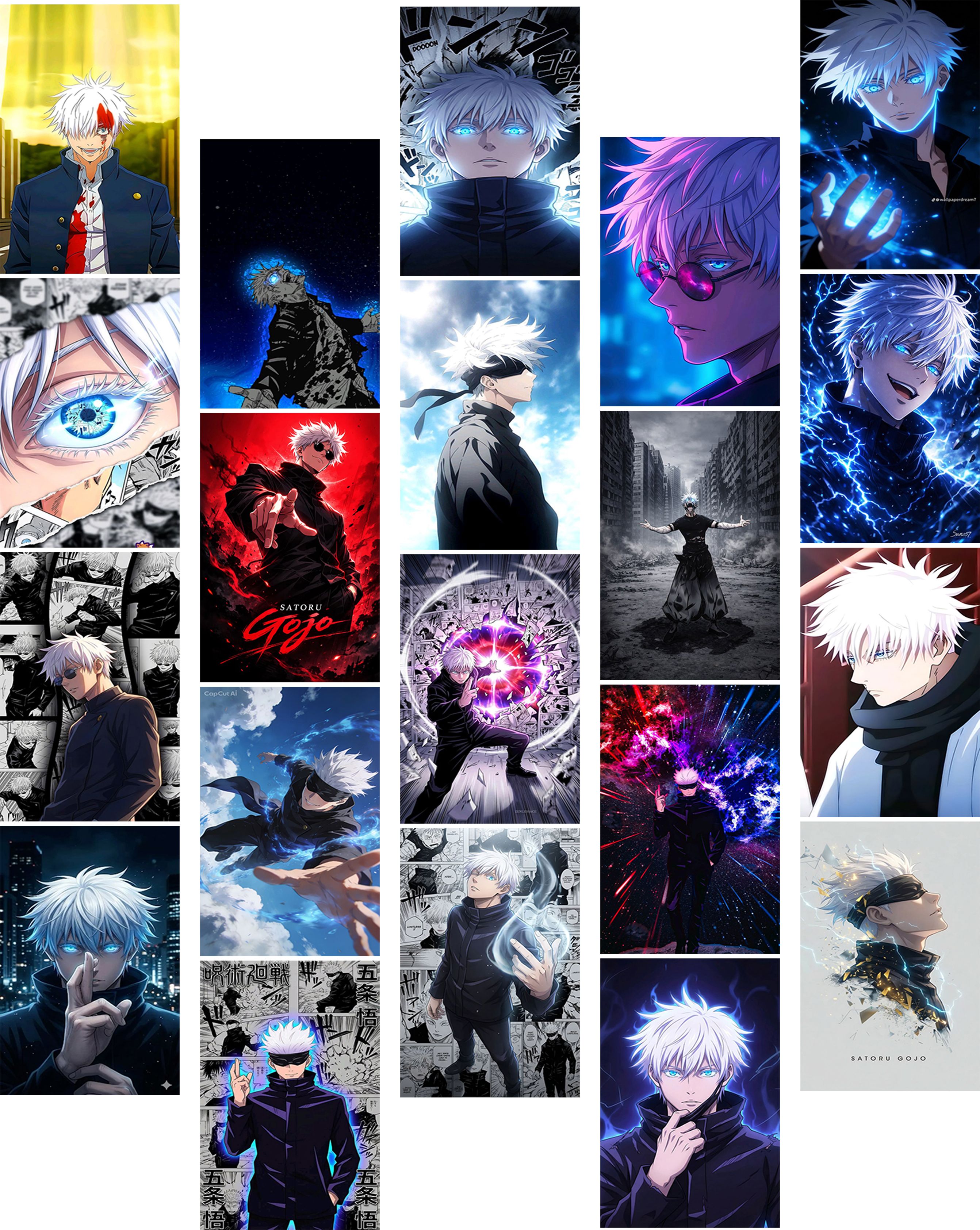 Gojo Satoru Poster Set of 20 (4x6 Inch) | Anime Aesthetic Wall Art Prints | Otaku Room Decor for Bedroom, Desk & Gallery Wall Paper Print-image-34