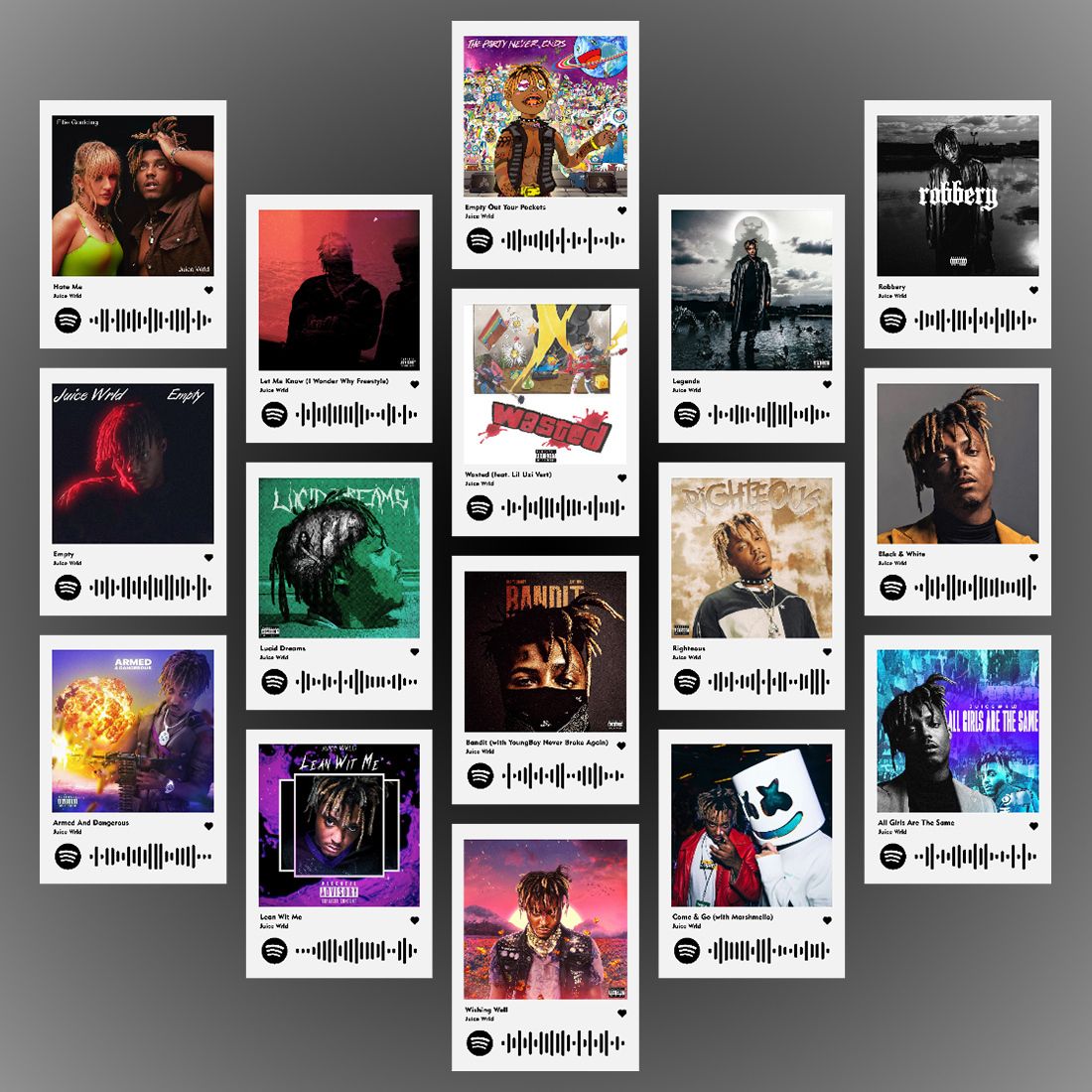 Juice Wrld Photocards | Mini Posters Kit (Set of 16) | Juice Wrld’s Lucid Dreams, Robbery, Lean Wit Me Songs Photocard Size (8 x 6 cm) Posters for Phone Accessories, Bedroom, Office, Living room (Juice Wrld) Photographic Paper-image-19