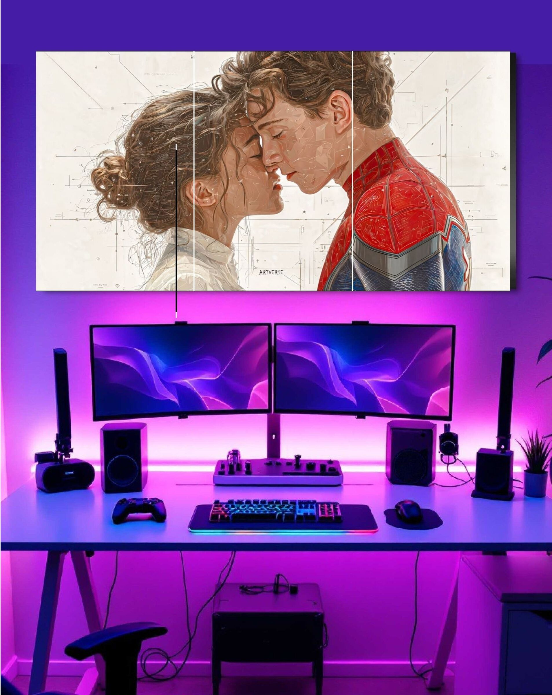 MCU Spider-Man Romantic Moment Technical Sketch Aesthetic 3pc split poster for home decor Photographic Paper-image-17