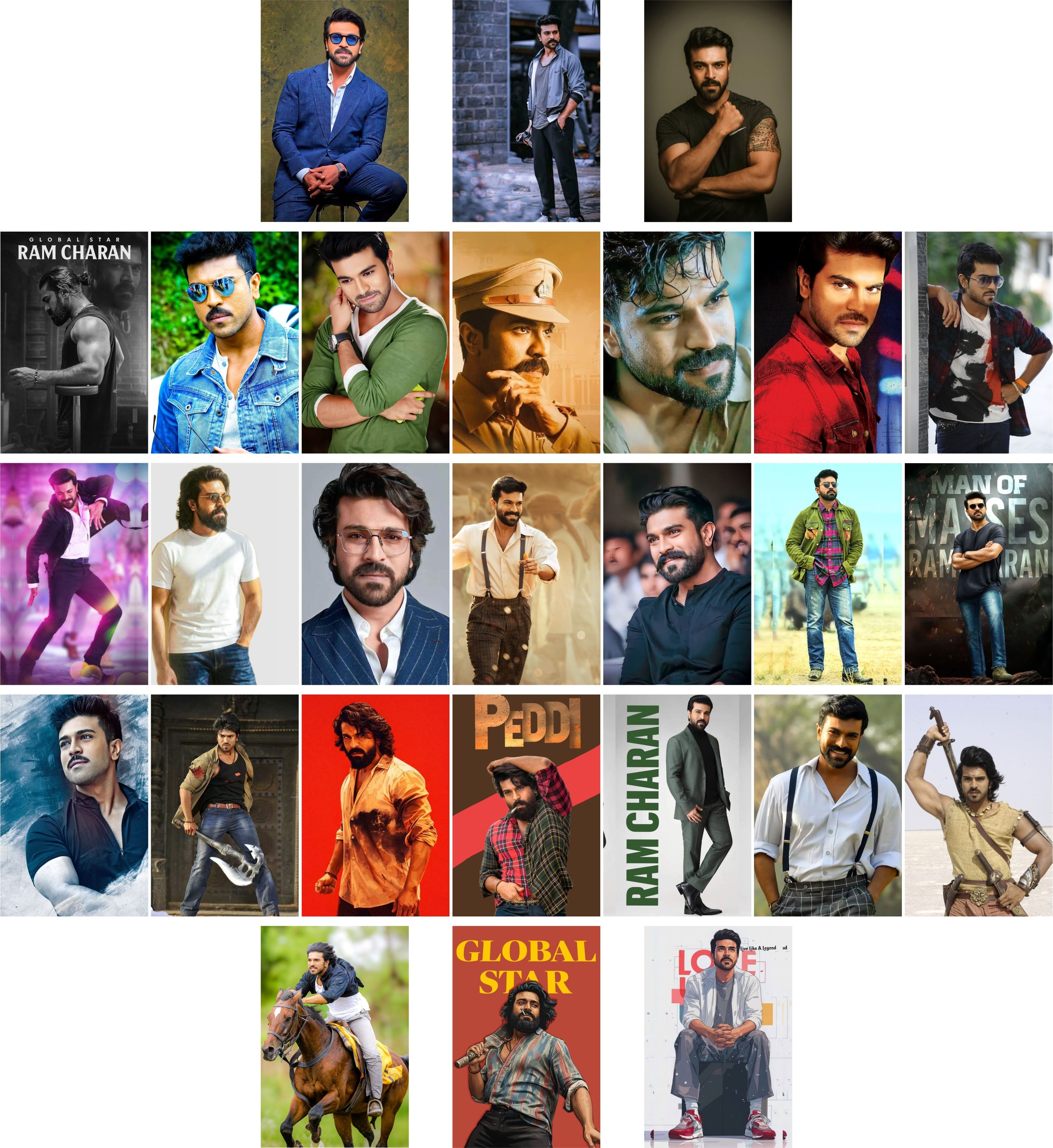 Pack of 27 RAM CHARAN TEJA HD Wall Collage Kit | Fan-Made Poster Set for Bedroom, Office & Dorm Room Décor | Premium Photographic Paper Prints | wall poster | Perfect Birthday Gift for Ram Fans (6 inch X 4 inch, Envelope Packing) Photographic Paper-image-5
