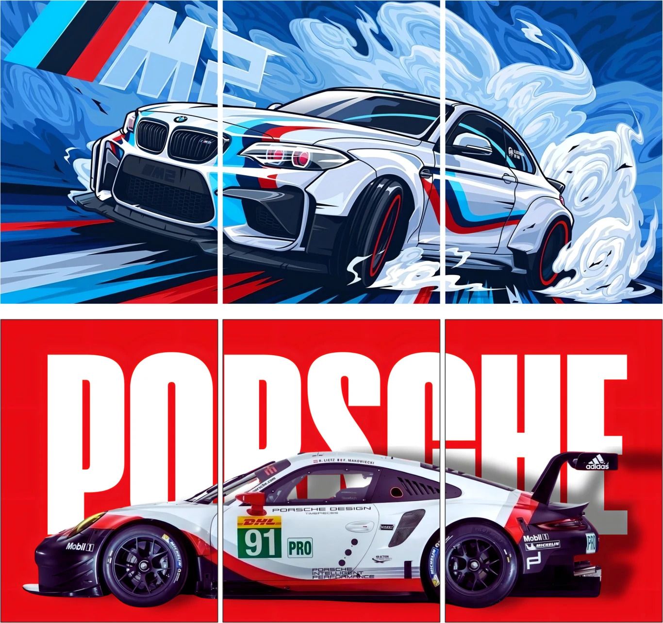 Luxury Sports Car Wall Art Posters | 9x12 Inch BMW M2 & Porsche Racing Design | Automotive Decor Collection Fine Art Print-image-18