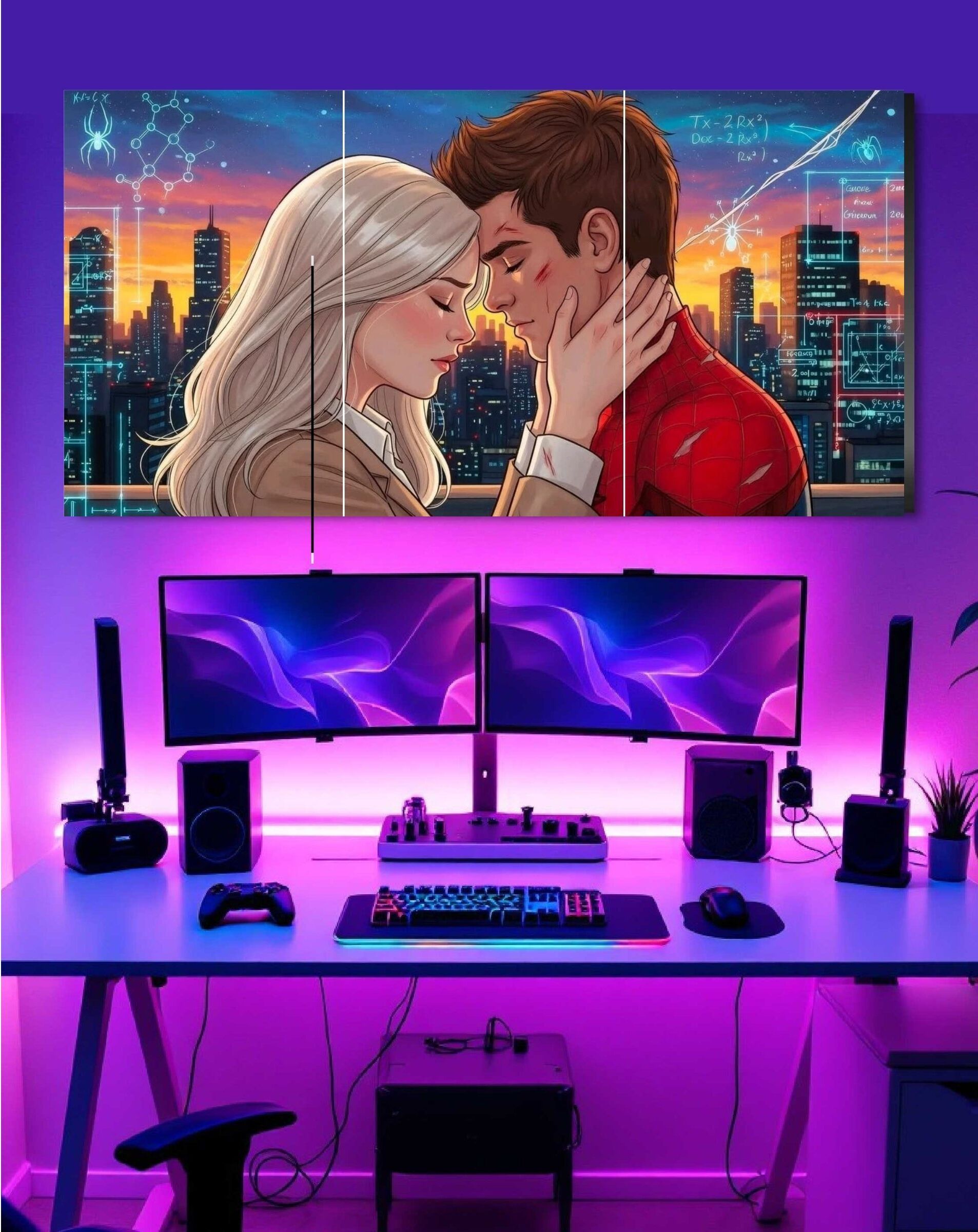 Emotional Superhero Love Story Cinematic Wall Art 3pc split poster for home decor Photographic Paper-image-5