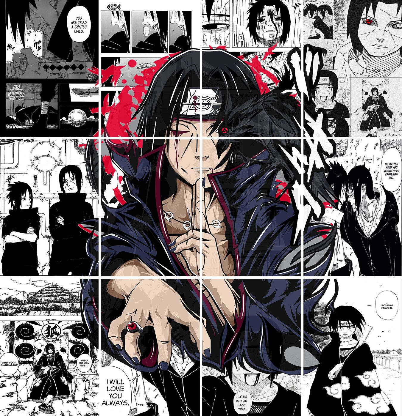 Set of 12 itachi manga kit wall decor 300 GSM hard poster naruto posters Paper Print-image-28