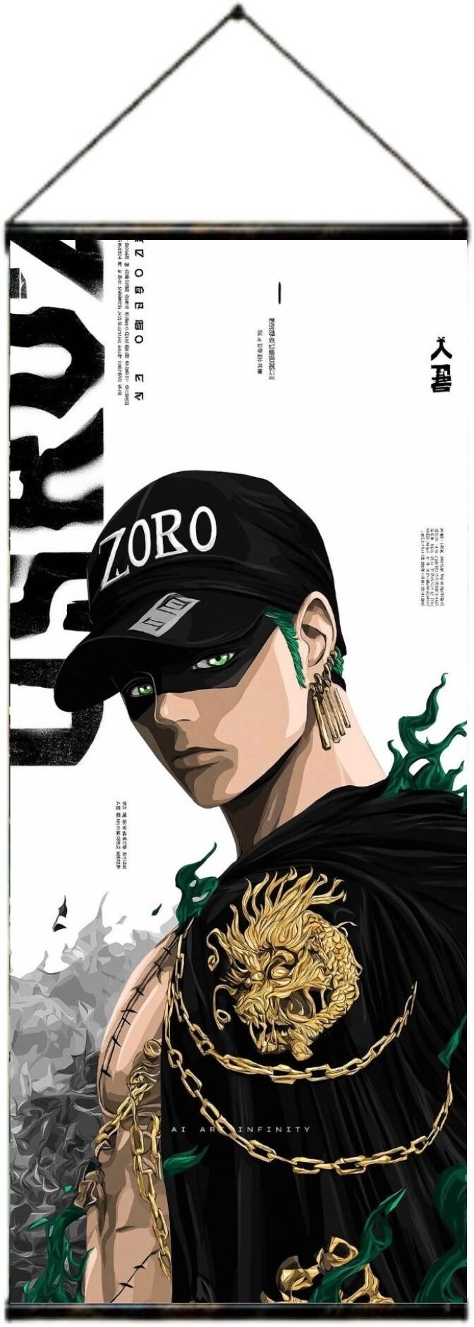 RORONOA ZORO Anime Wall Scroll Hanging Poster, One Piece Tapestry | Hanging Scroll Design, Anime Wall Decor, Roronoa Zoro Art, Room Decoration, Vertical Tapestry 3D Poster-image-5