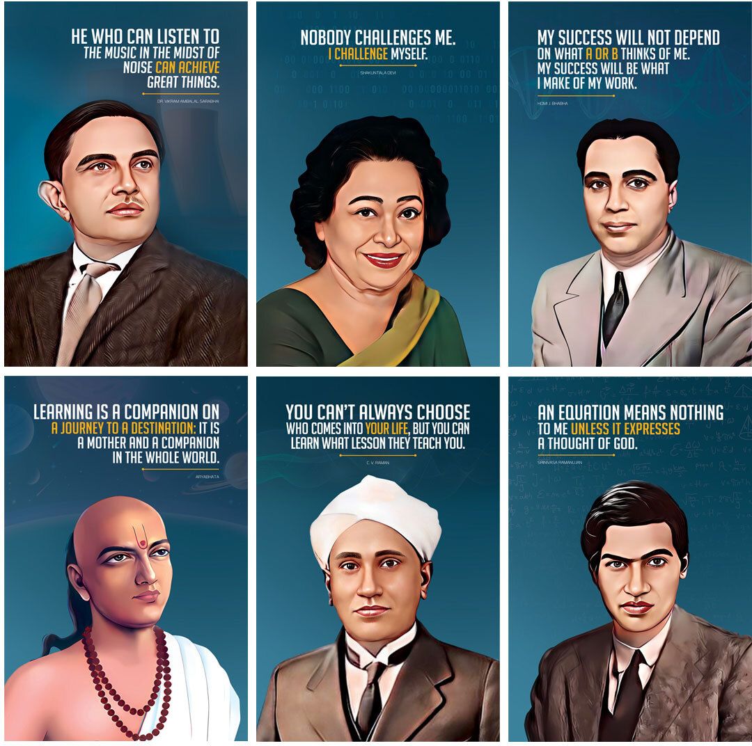 Indian Scientist Motivational and Inspirational Quotes Wall Posters (Aryabhatta, Homi J Bhabha, CV Raman, Vikram Sarabhai, Ramanujan, Shakuntla Devi), Pack Of 06 Paper Print-image-3