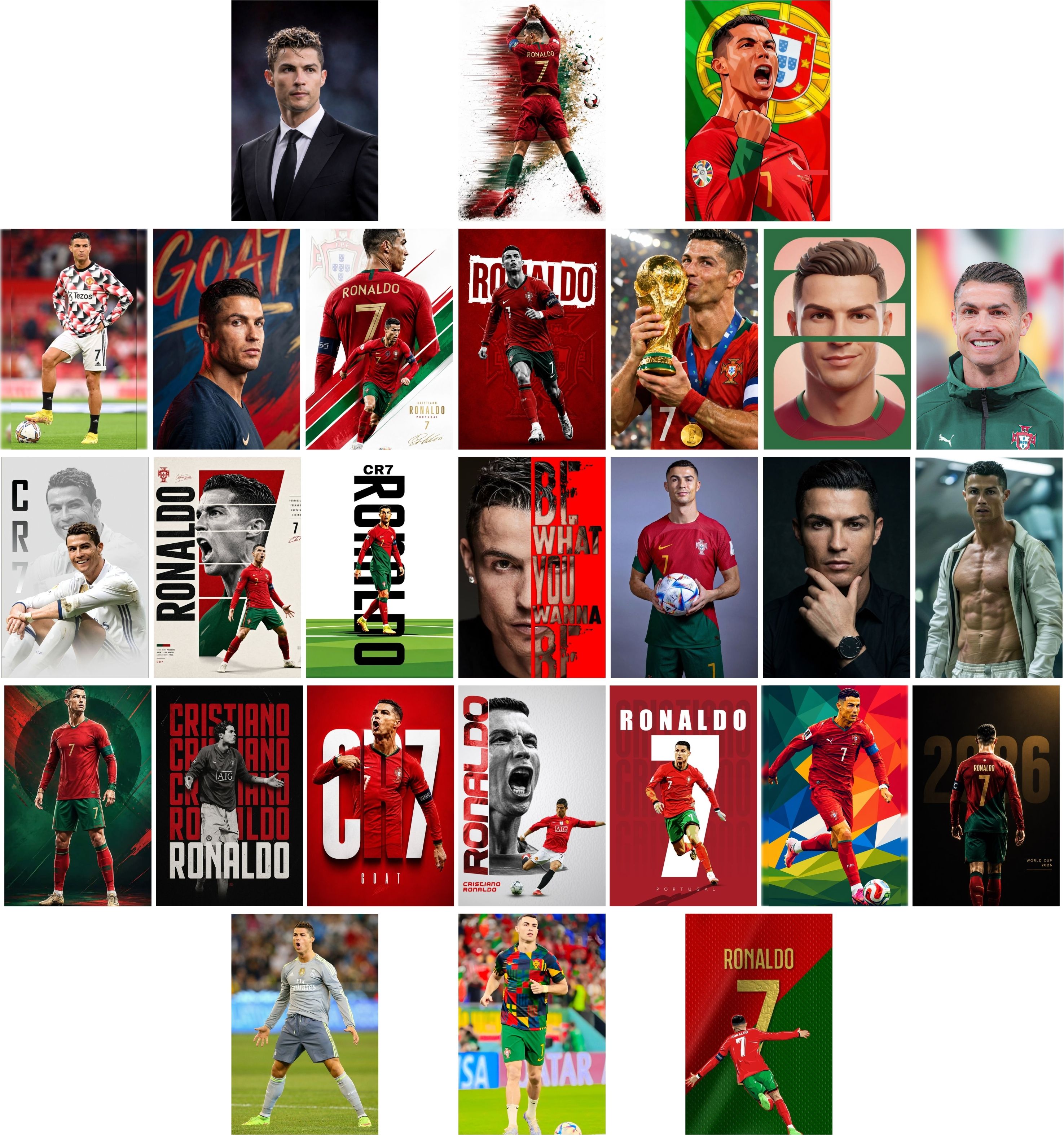Pack of 27 Cristiano Ronaldo Classic Poster Wall Collage Kit Posters | Posters for Wall Decoration | Wall Art For Bedroom, Office, Living room, (6 inch X 4 inch) Vinyl (6 inch X 4 inch, Paper Tube) Photographic Paper Photographic Paper-image-26