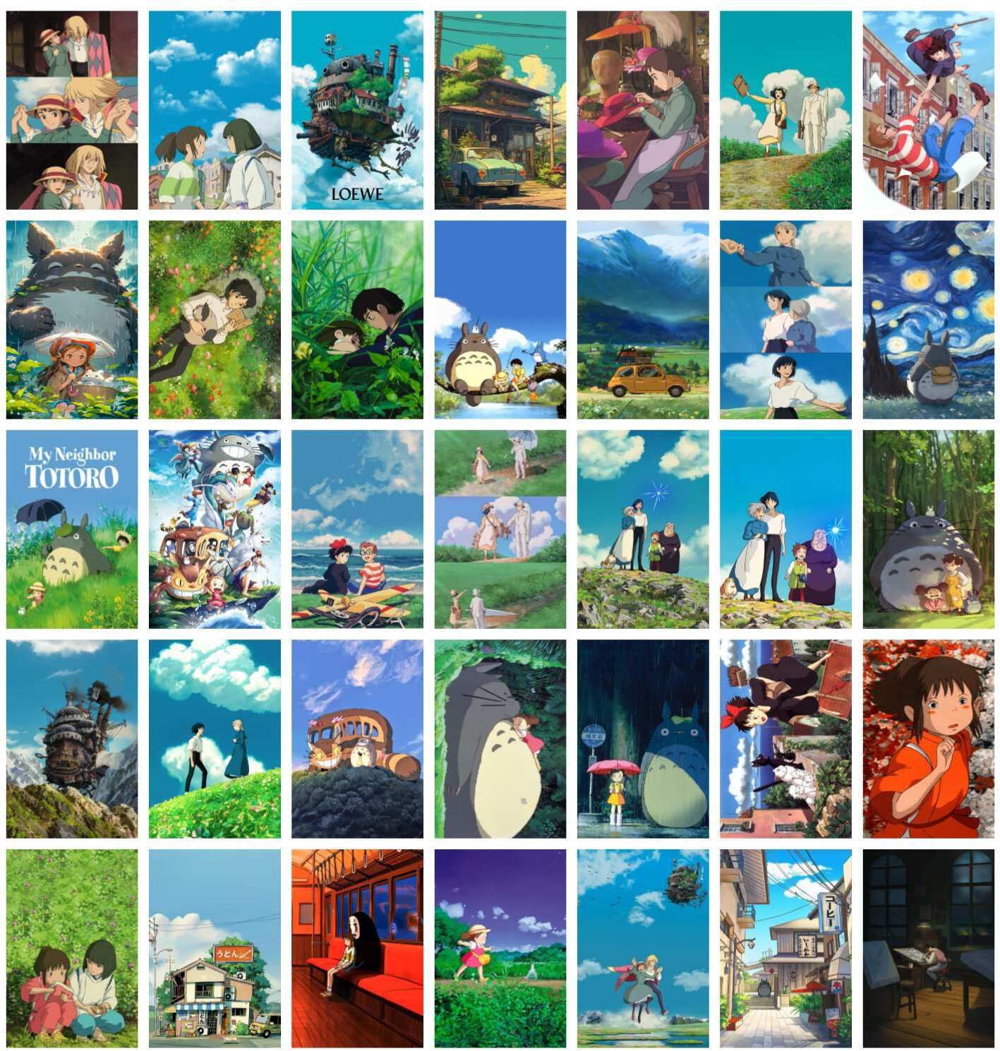 Pack of 35 Ghibli Anime Aesthetic Wall Collage Kit Wall Decor -SMALL A6 Paper Print-image-39