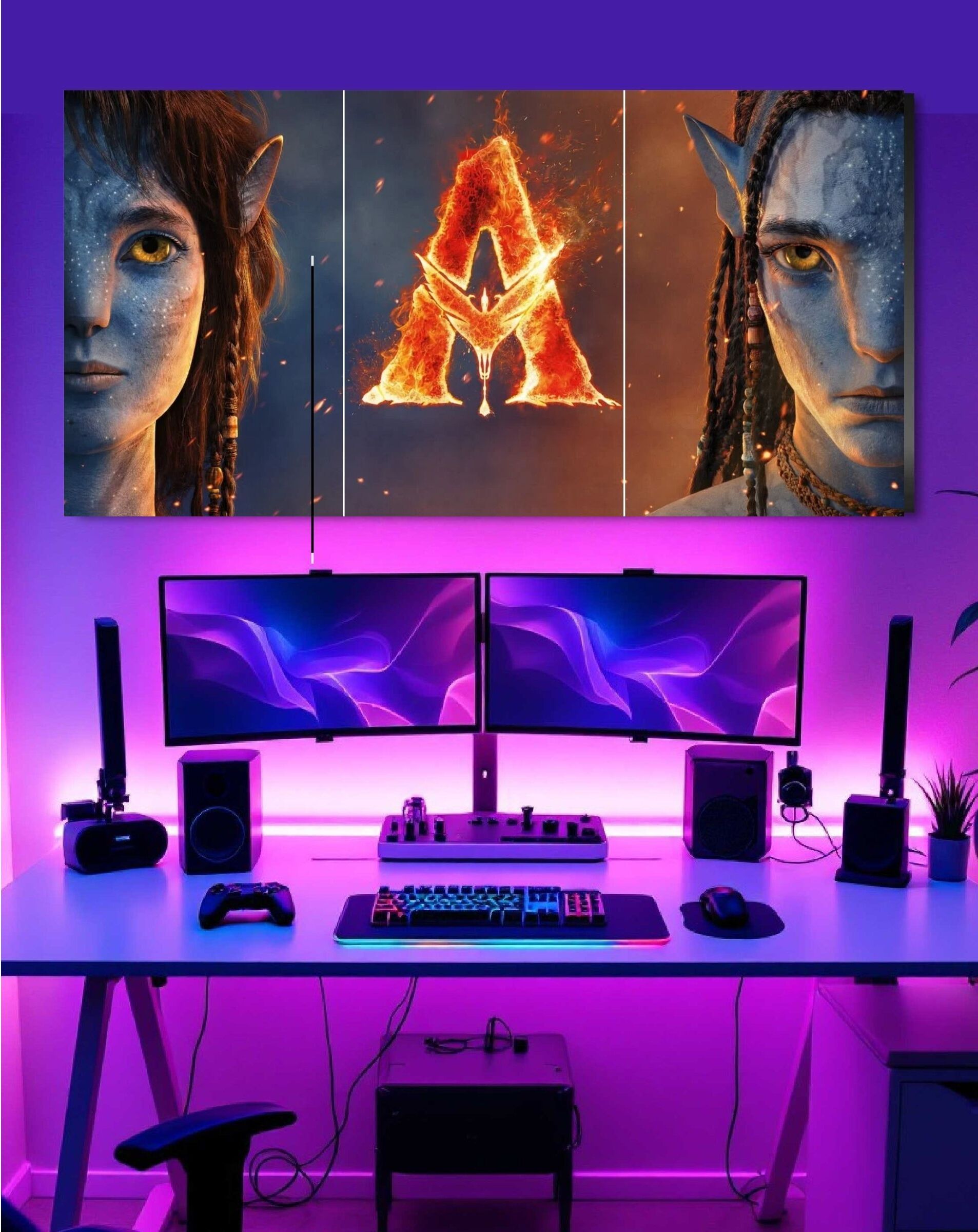Pandora Na'vi Portrait and Fire Logo Cinematic Design 3pc split poster for home decor Photographic Paper-image-31