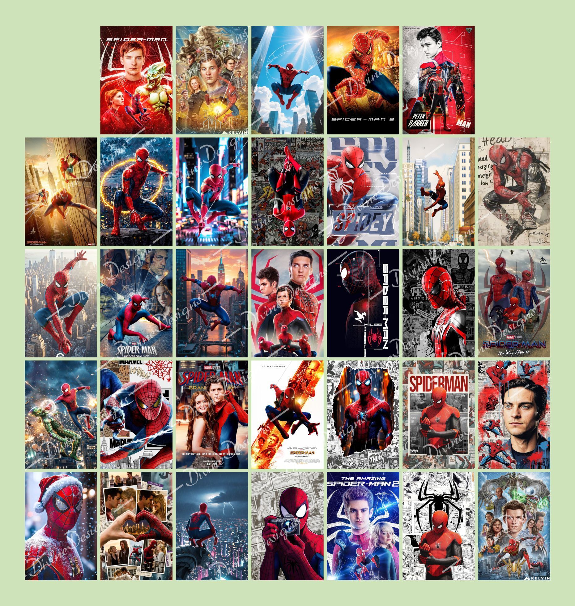 Pack of 33 Spider Man Wall Collage Kit Posters | Posters for Wall Decoration | Wall Art For Bedroom, Office, Living room, (6 inch X 4 inch) Set of 33 Spider Man Prints Vinyl-image-2