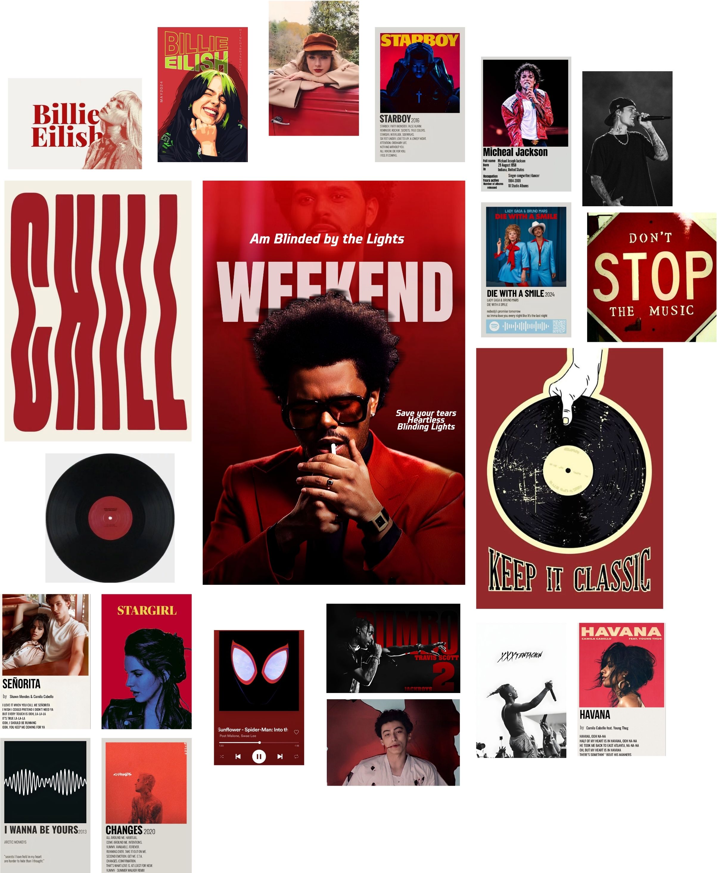 21 PCS Music Aesthetic Wall Poster Set | Mix Size | Album Cover Wall Collage Kit | Premium Bedroom Room Decor Photographic Paper-image-48