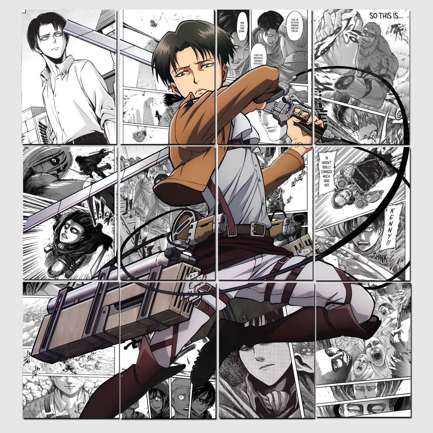 Set of 12 Levi manga kit wall decor 300 GSM hard poster Attack on Titan posters Paper Print (11.7 inch X 8.3 inch) Photographic Paper Photographic Paper