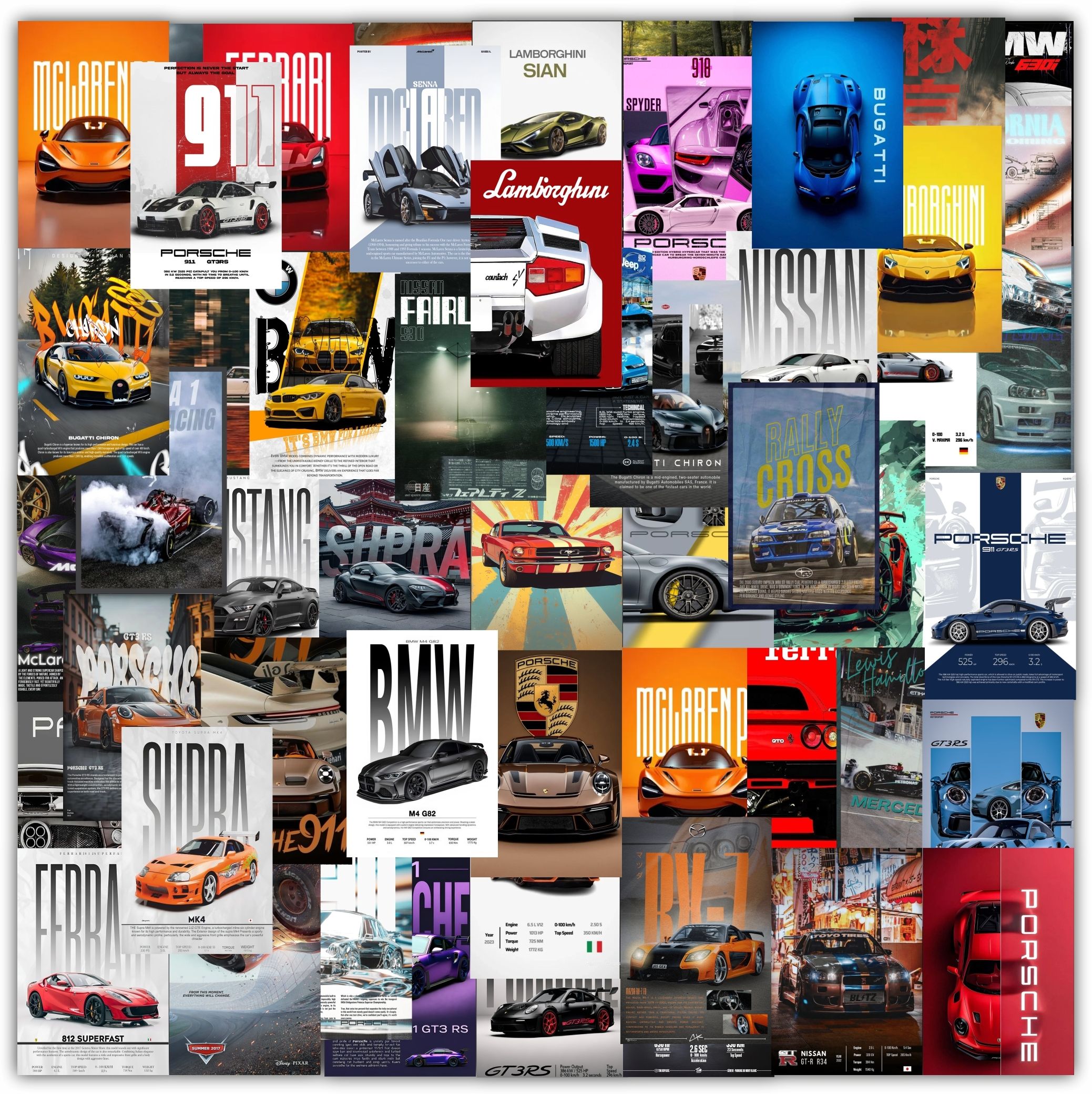 Set of 54 Car Wall Posters | Sport car Design | (4x6 Inch) Unframed High Quality 300 GSM Print Room & Office Wall Decor Art Photographic Paper Fine Art Print-image-7