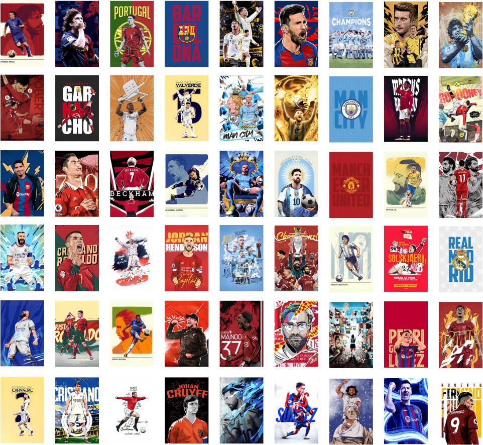 Football Posters Pack of 54 | Mini Wall Collage Kit | 4x6 Inch Aesthetic Prints for Bedroom, Living Room & Sports Wall Décor Paper Print-image-22
